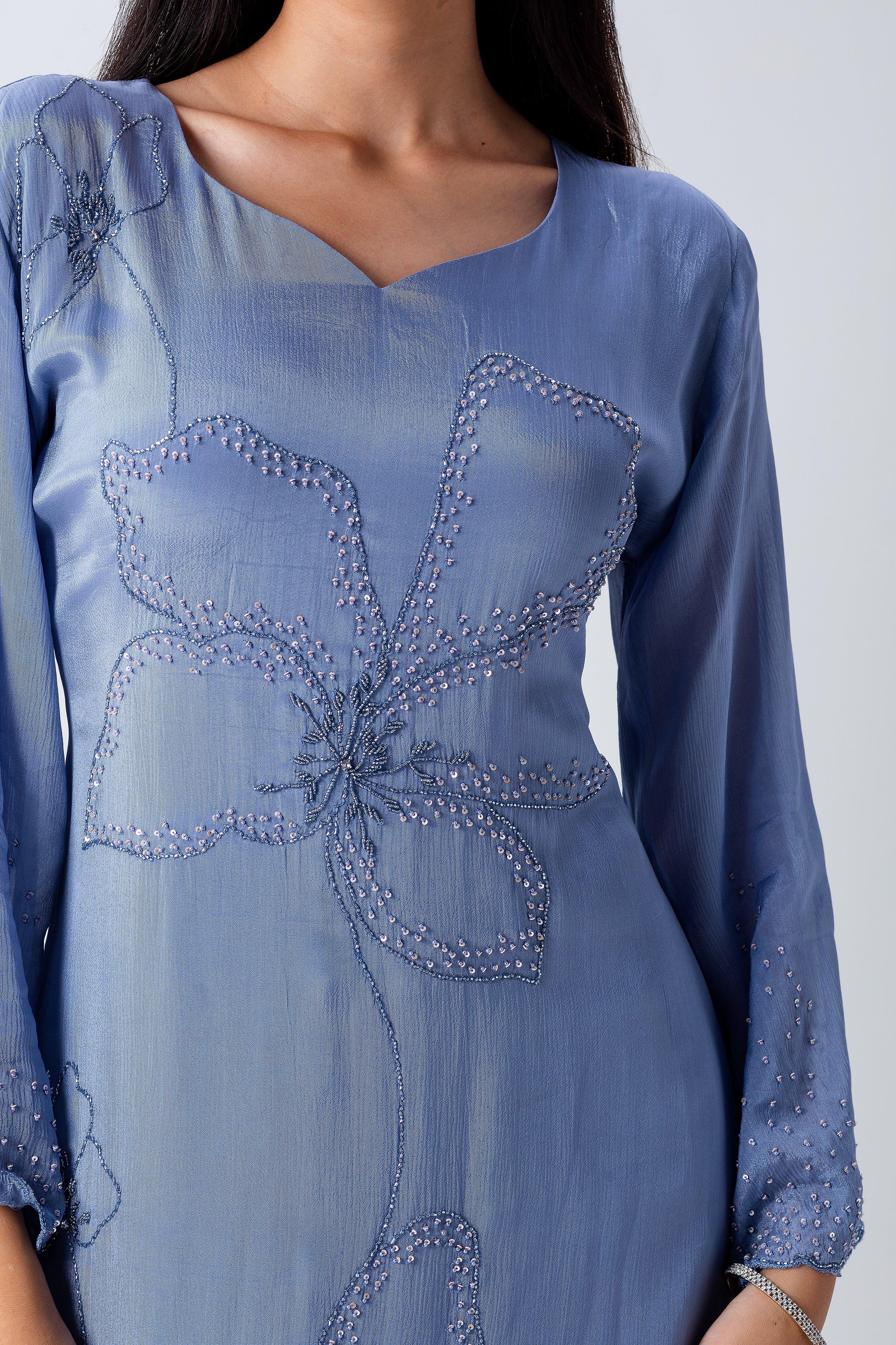 Powder Blue Kurta Set - Mokshaa