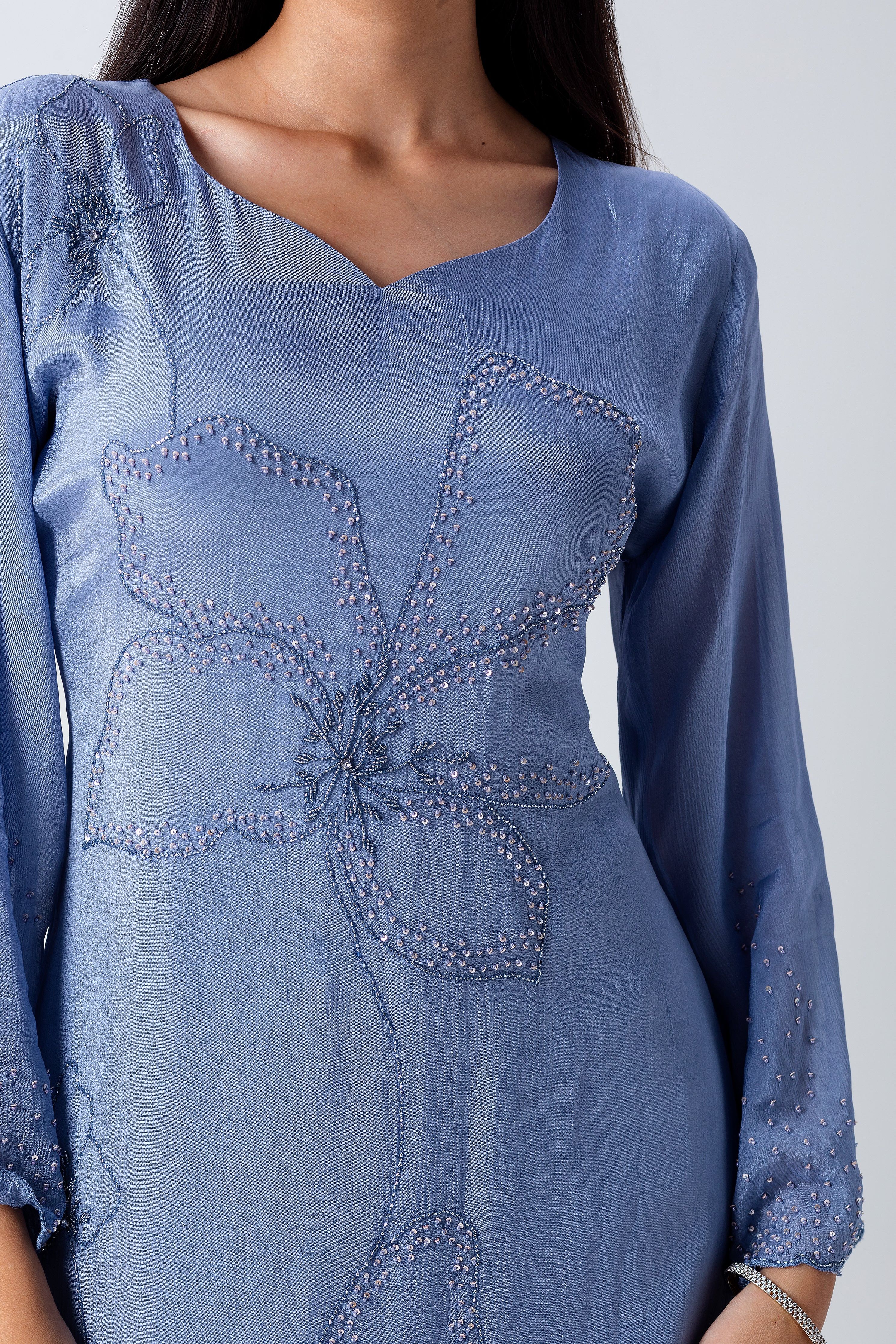 Powder Blue Kurta Set - Mokshaa