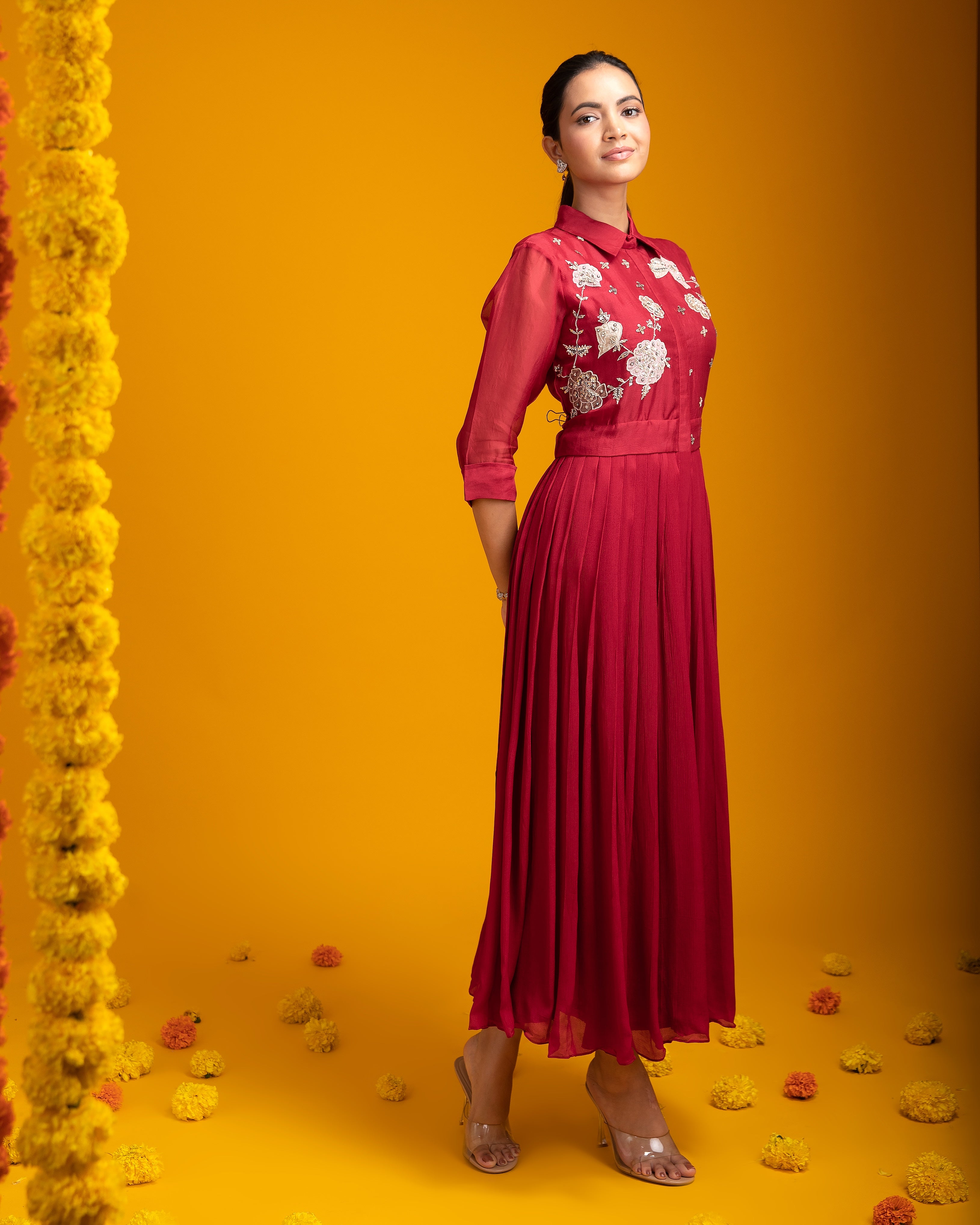 Red Organza dress - Mokshaa