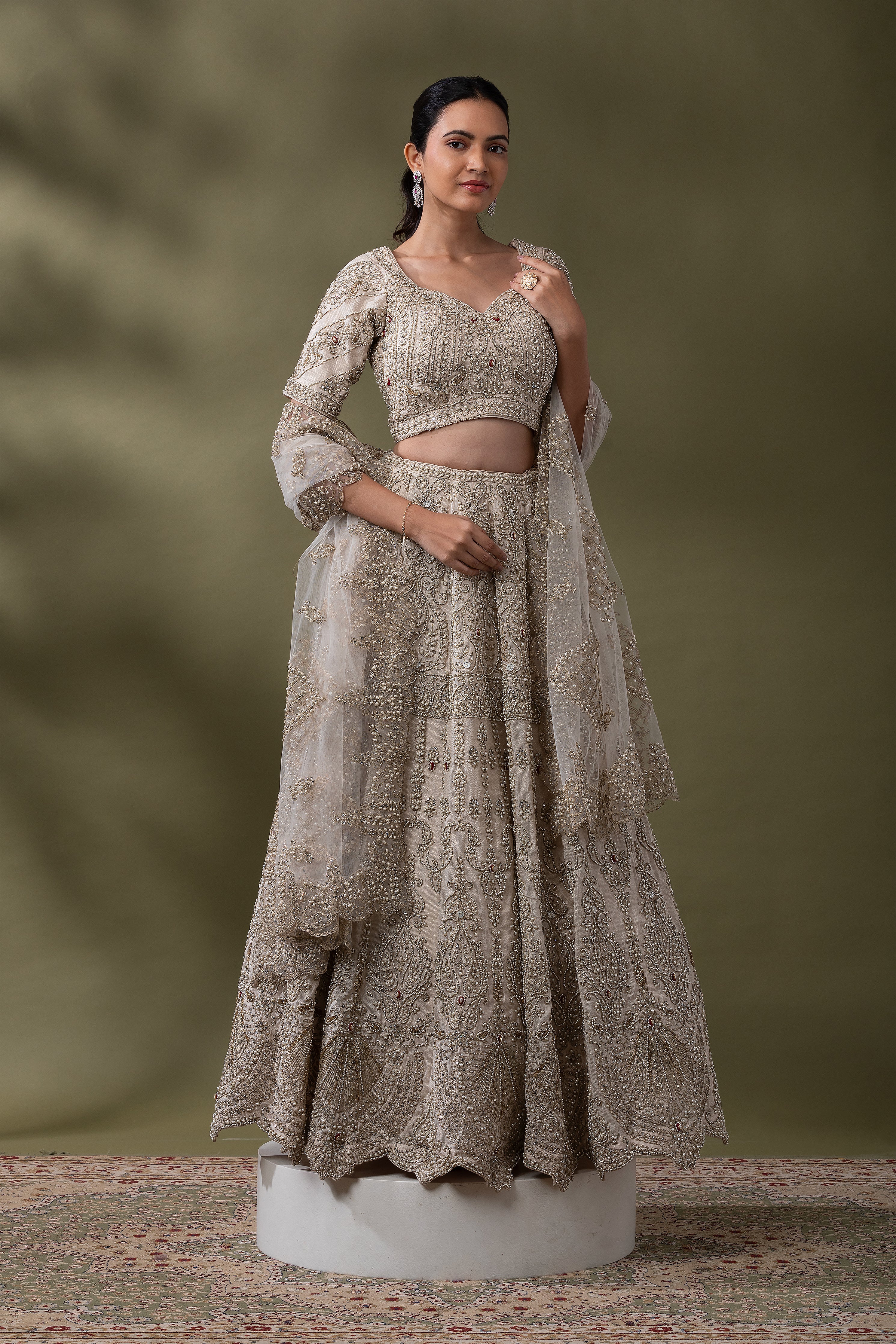 Ivory Embellished Bridal Lehenga Set