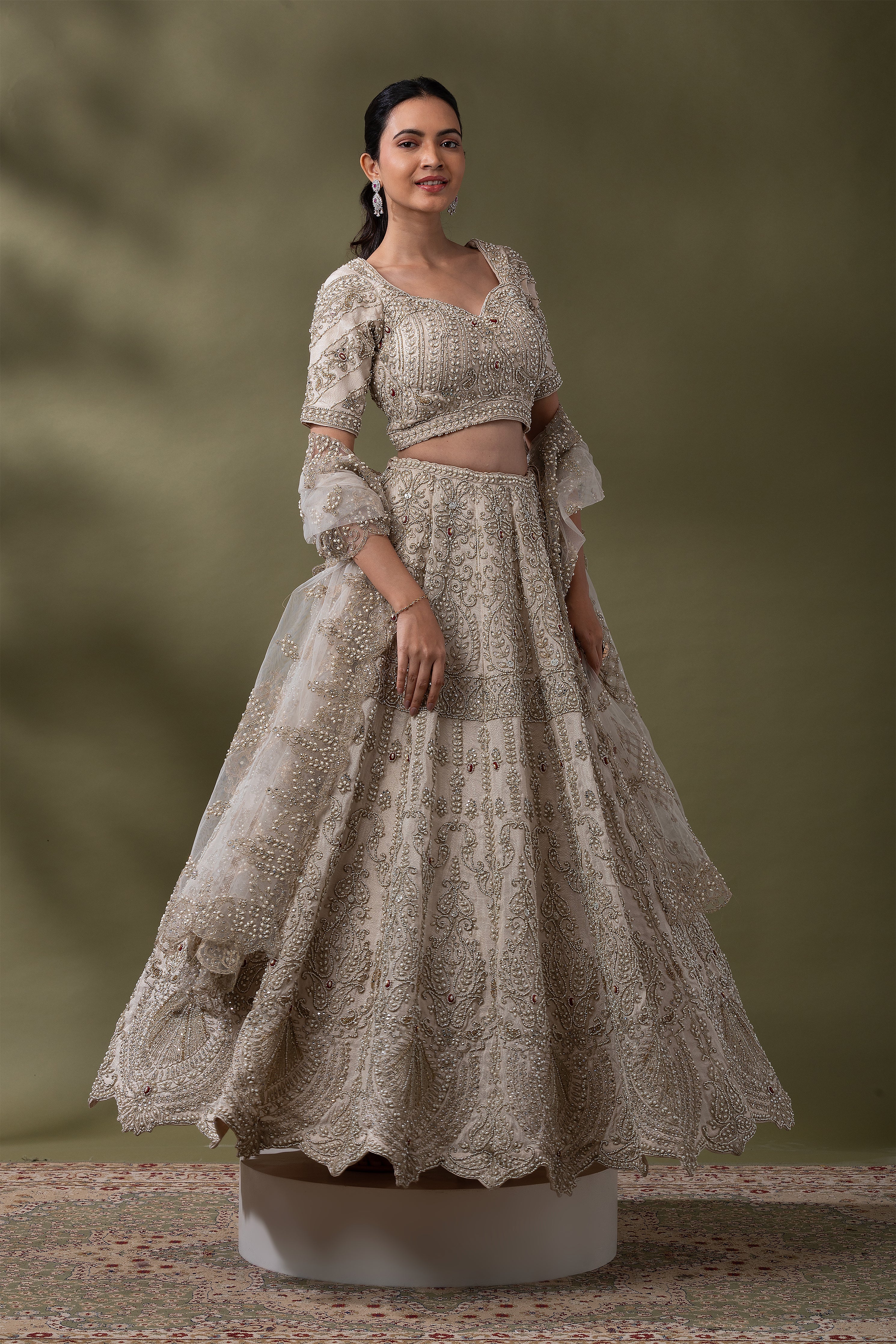 Ivory Embellished Bridal Lehenga Set