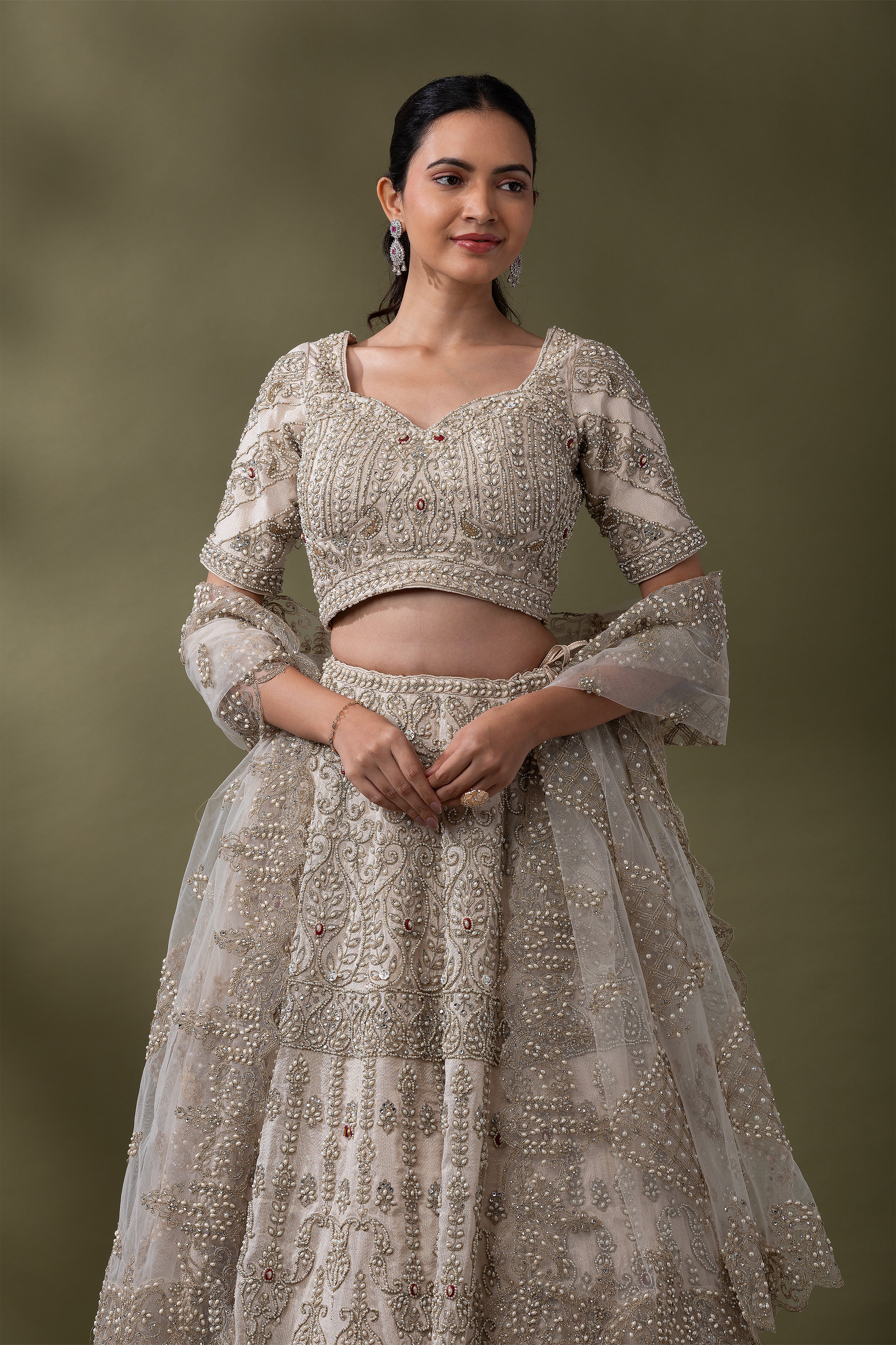 Ivory Embellished Bridal Lehenga Set