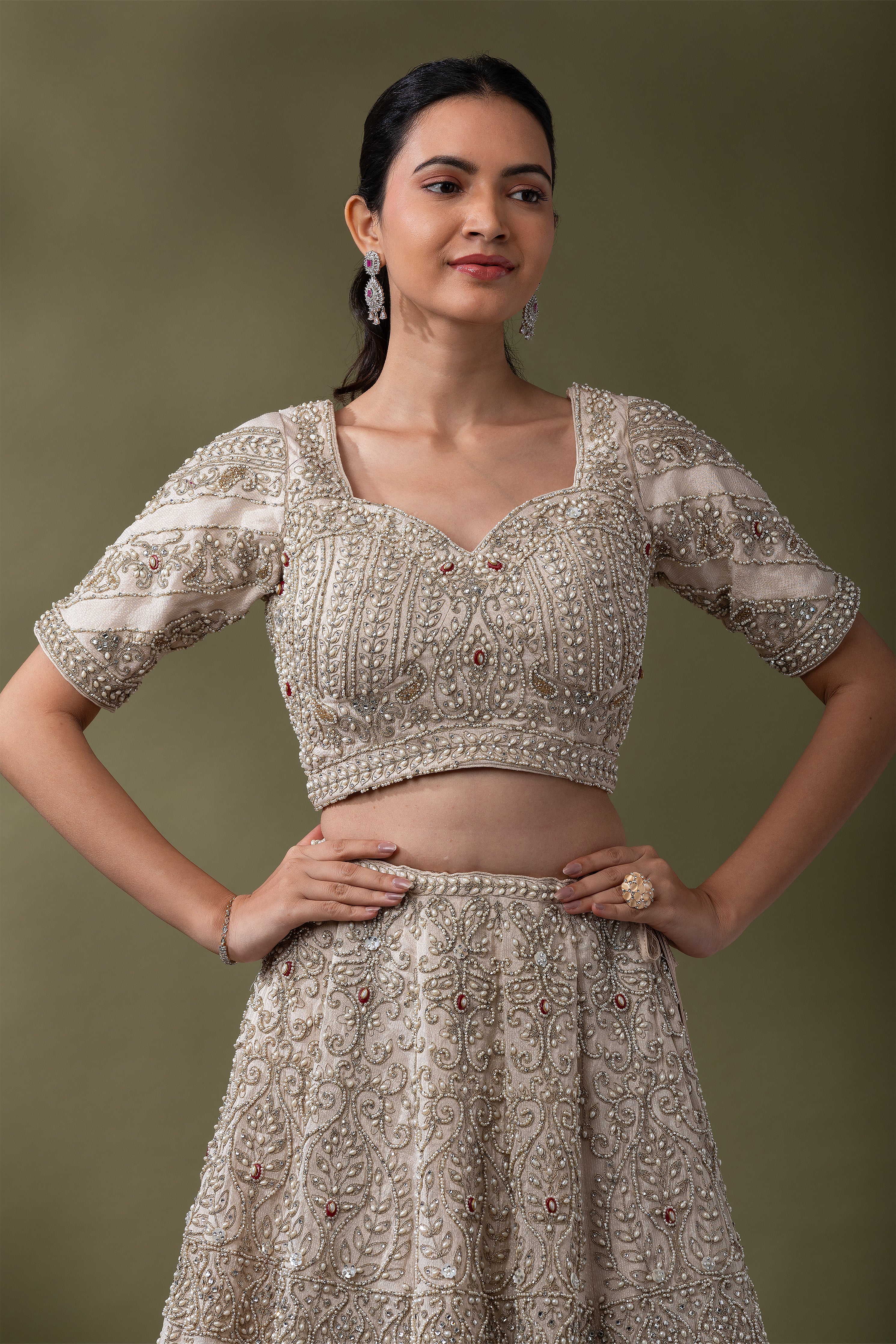 Ivory Embellished Bridal Lehenga Set