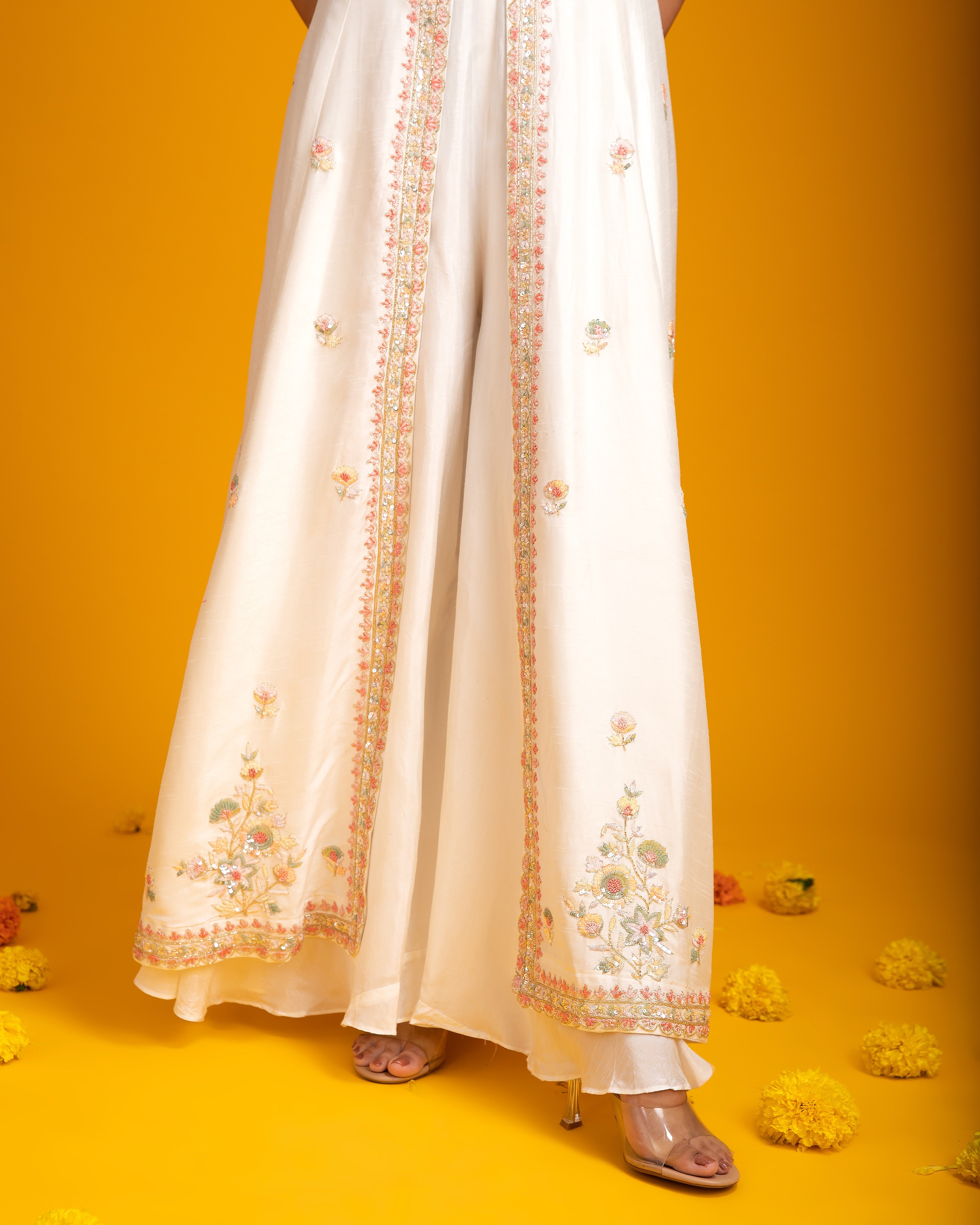 White Silk Indo-Western - Mokshaa