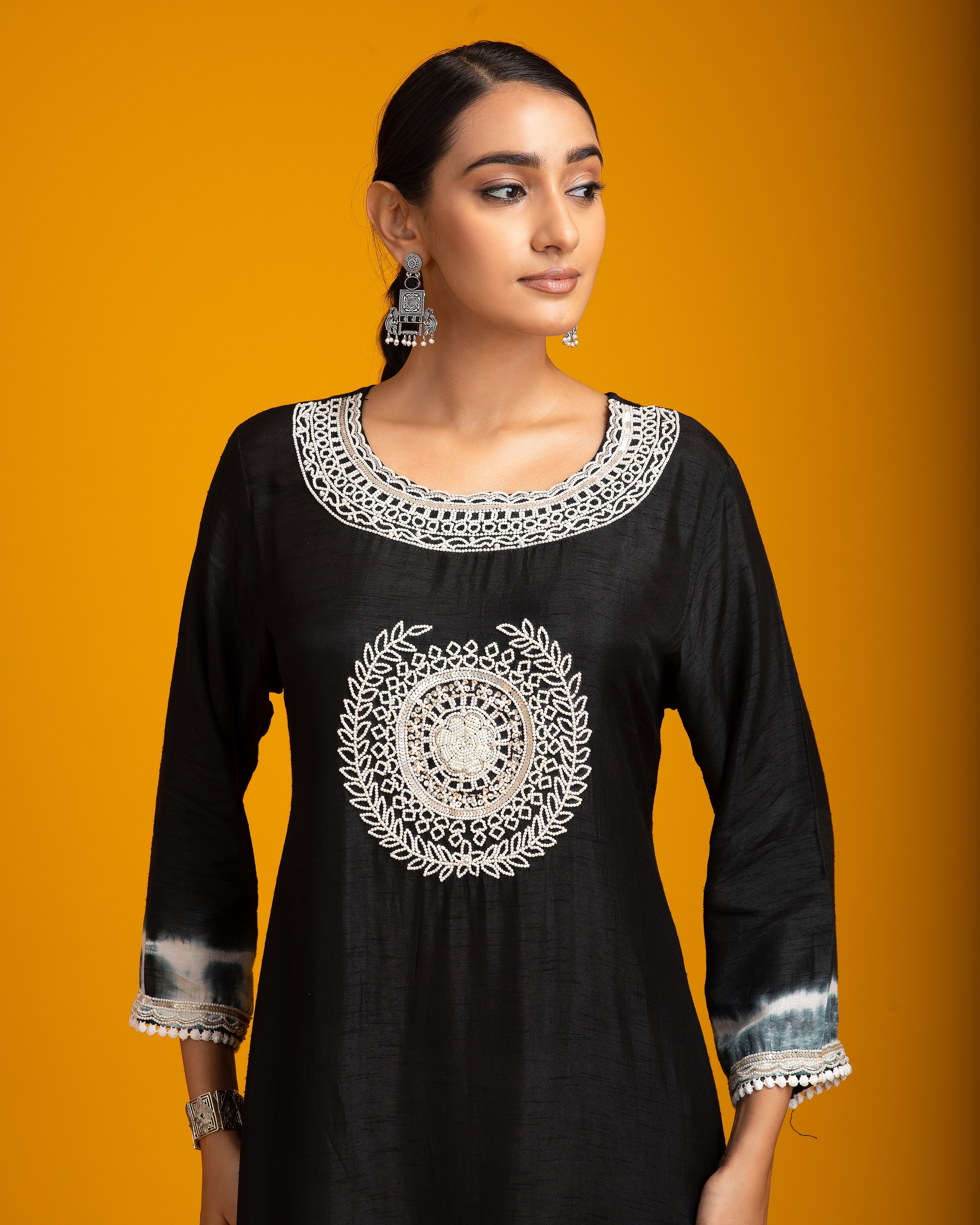 Black Silk Kurta set - Mokshaa