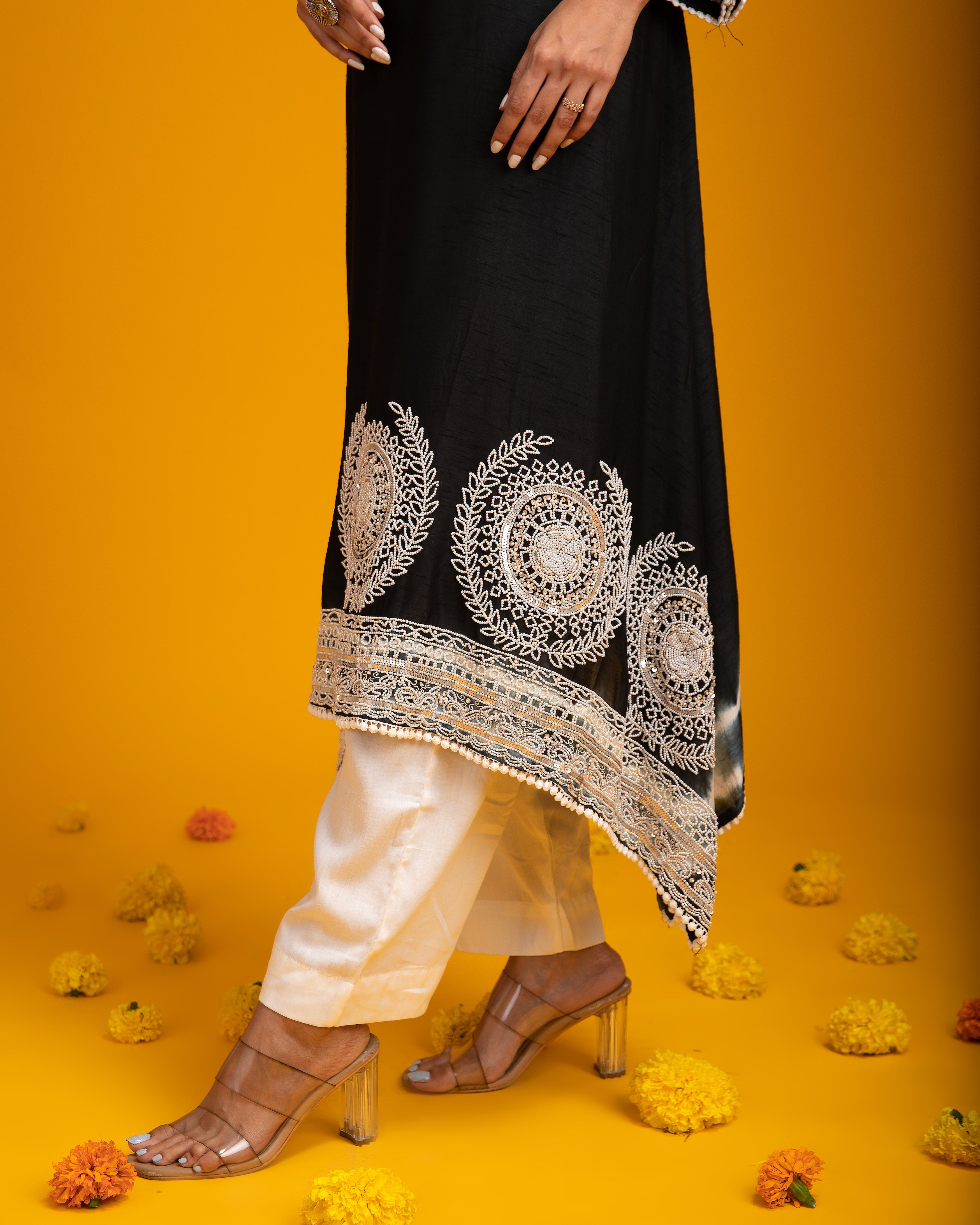 Black Silk Kurta set - Mokshaa