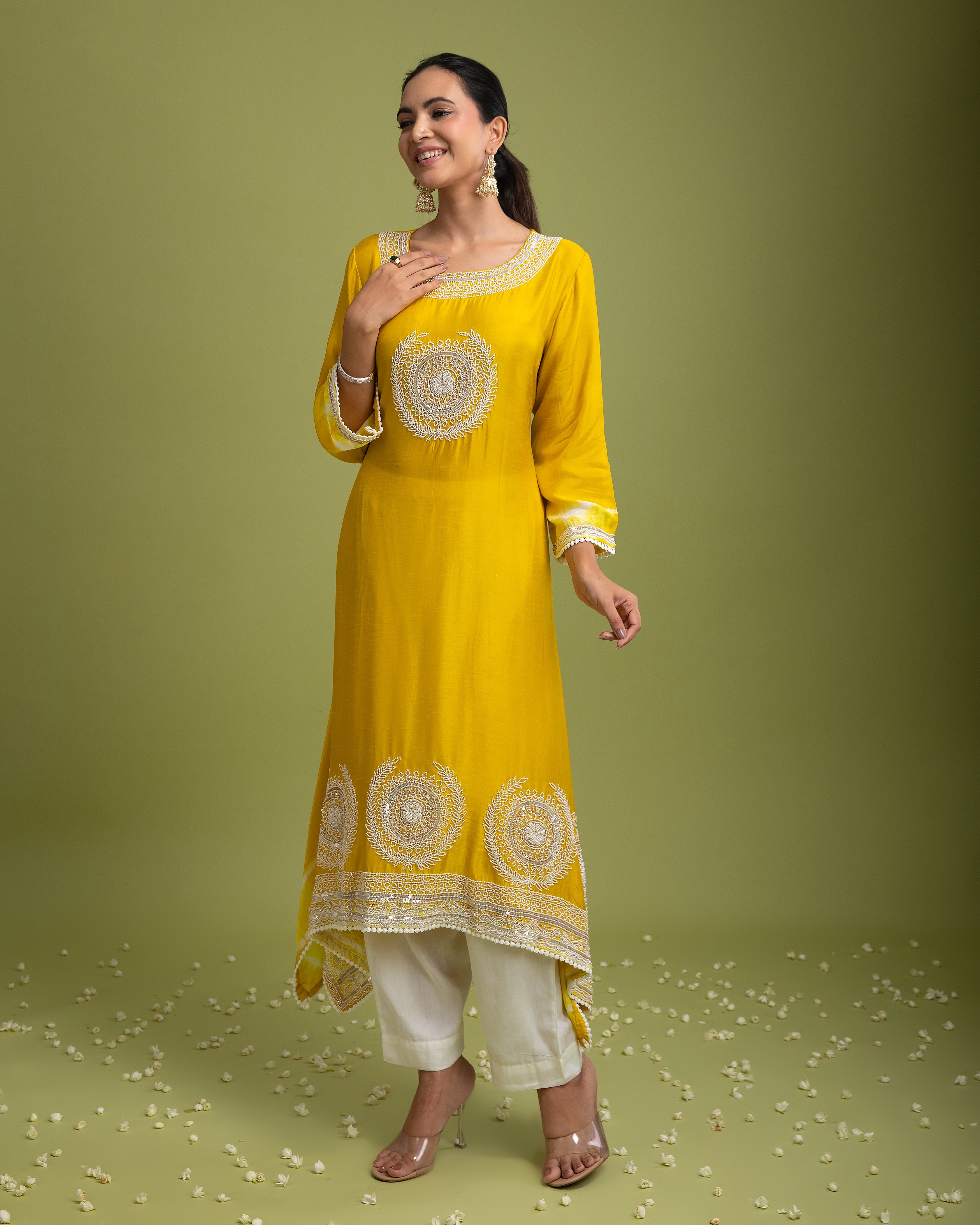 Yellow Silk Kurta set - Mokshaa