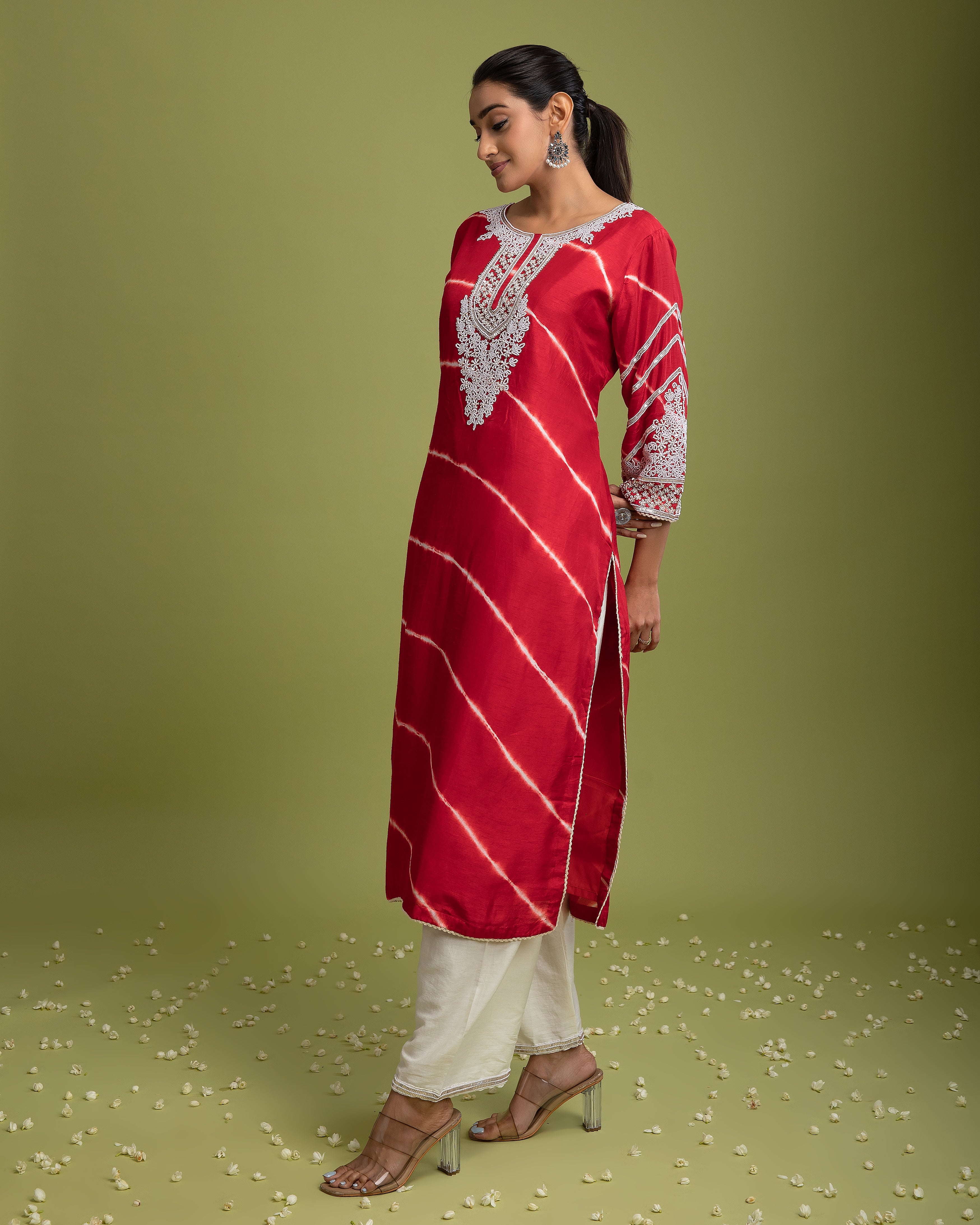 Red Tie-Dye kurti set - Mokshaa