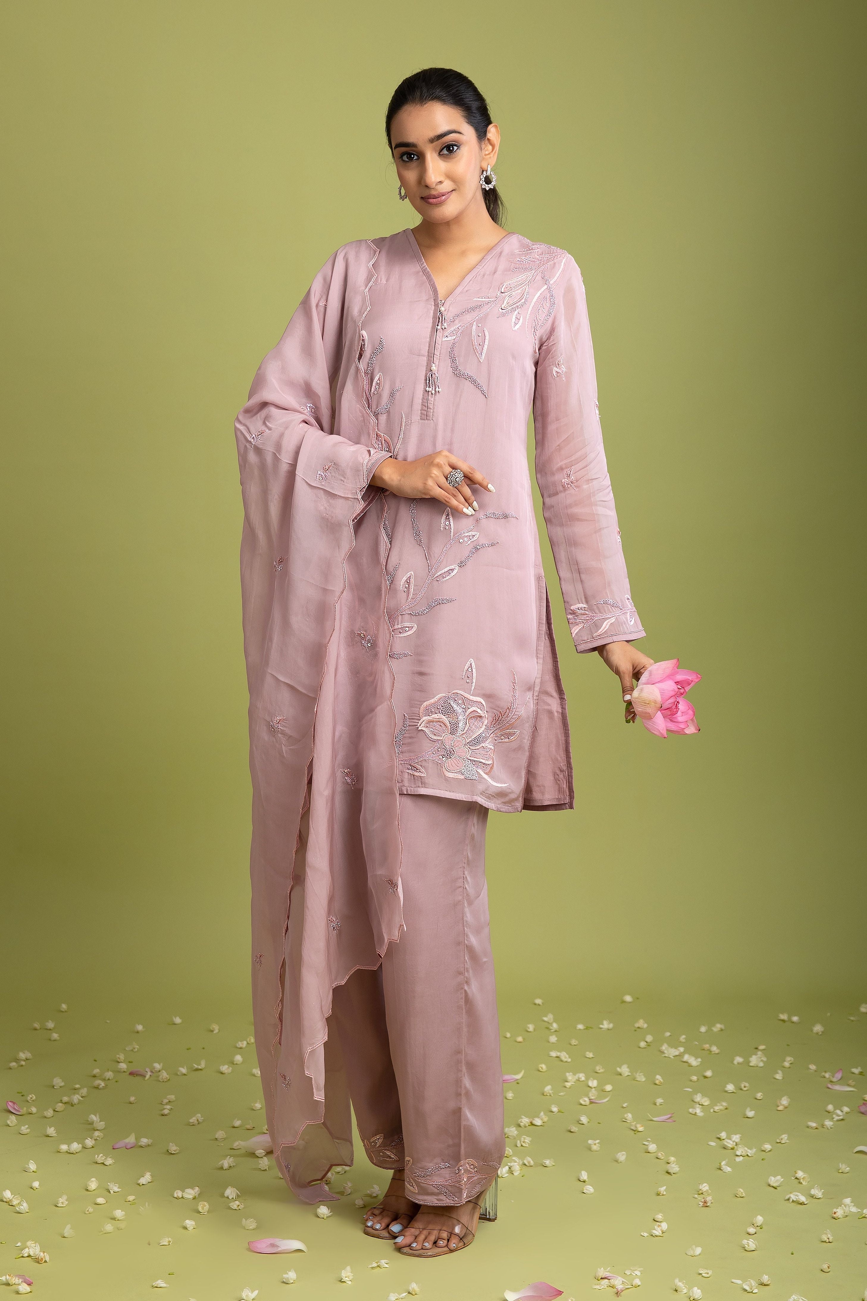 Lilac organza Short kurta - Mokshaa