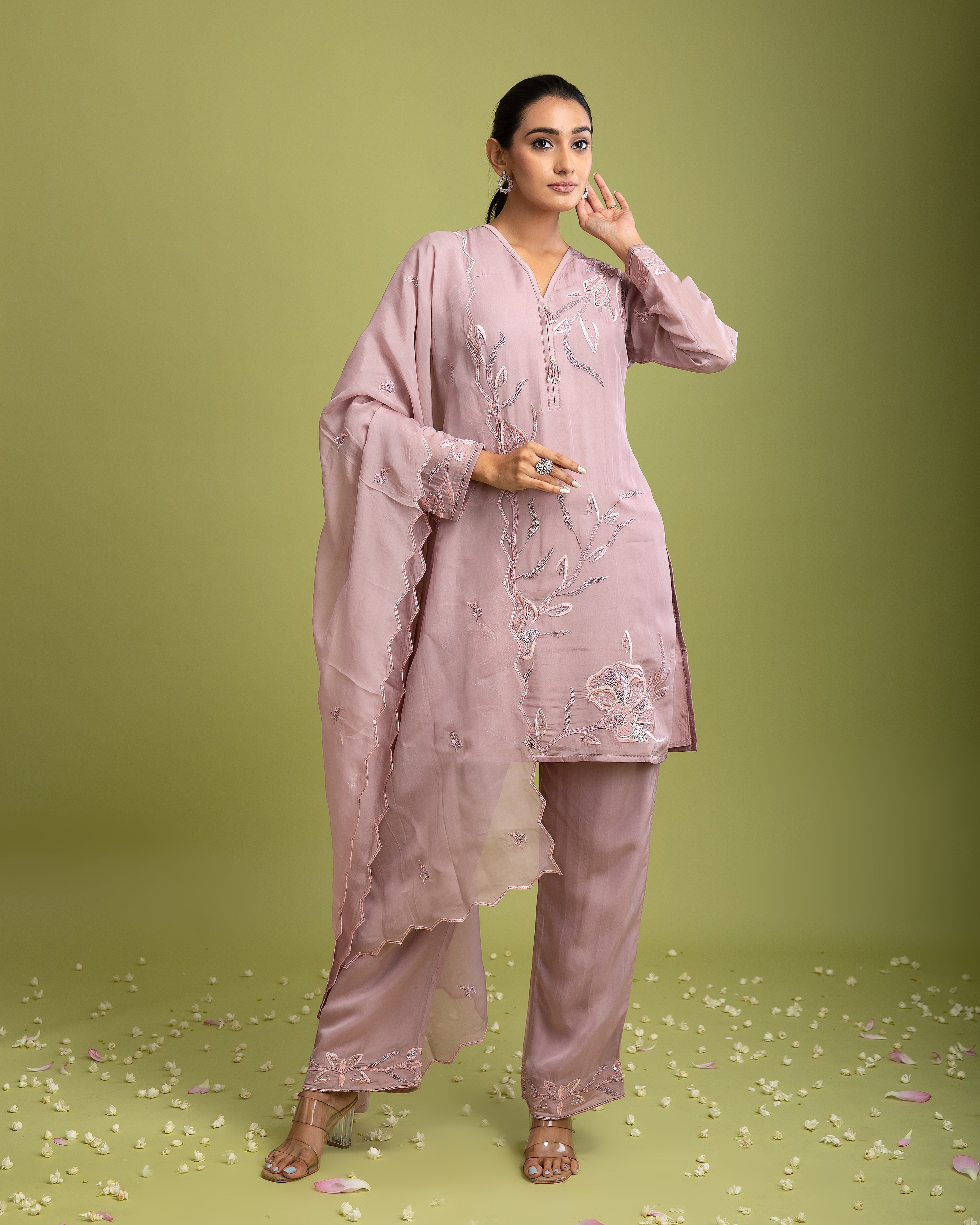 Lilac organza Short kurta - Mokshaa