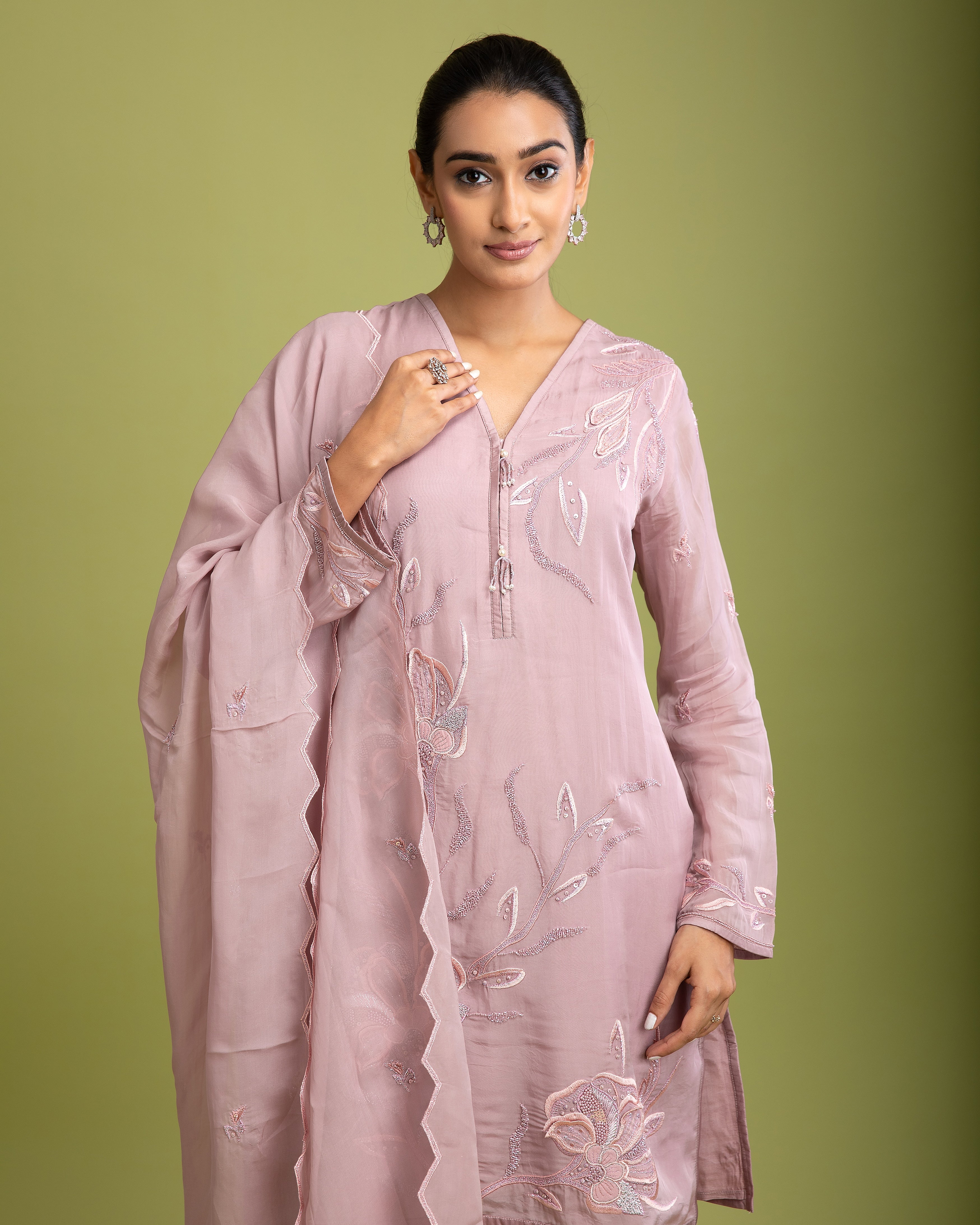 Lilac organza Short kurta - Mokshaa