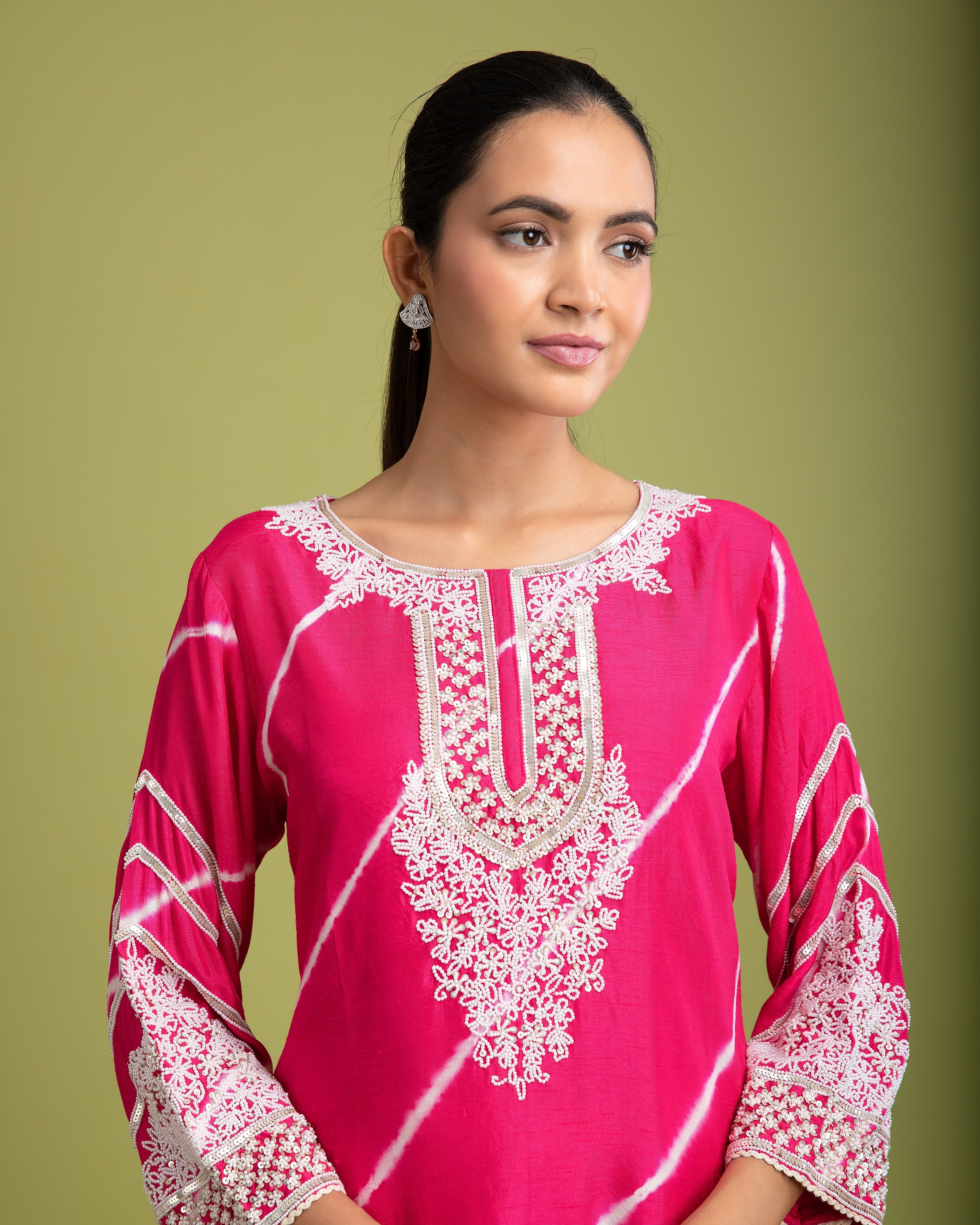 Pink Tie-Dye kurti set - Mokshaa