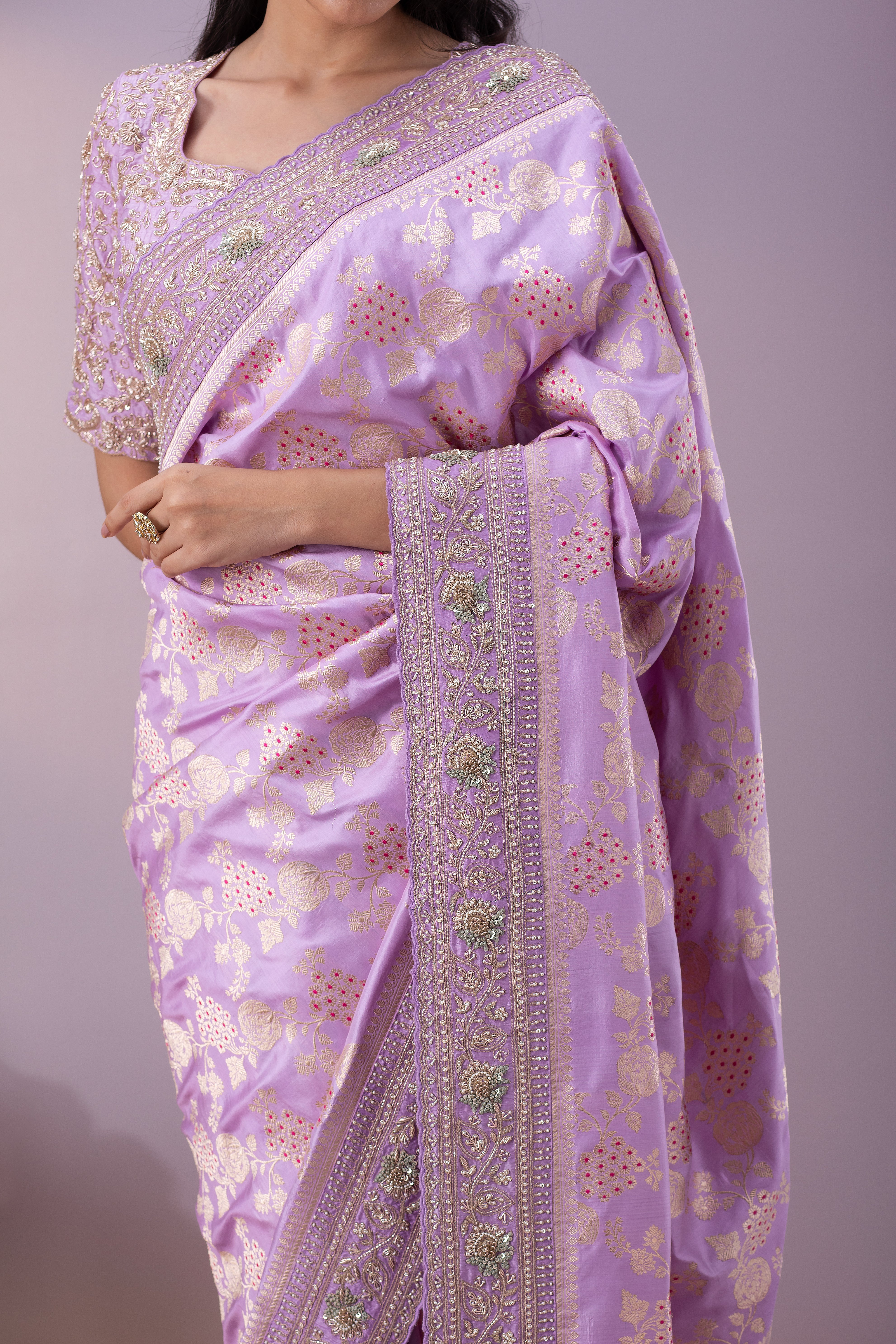 Light Purple Banaras Silk Saree - Mokshaa