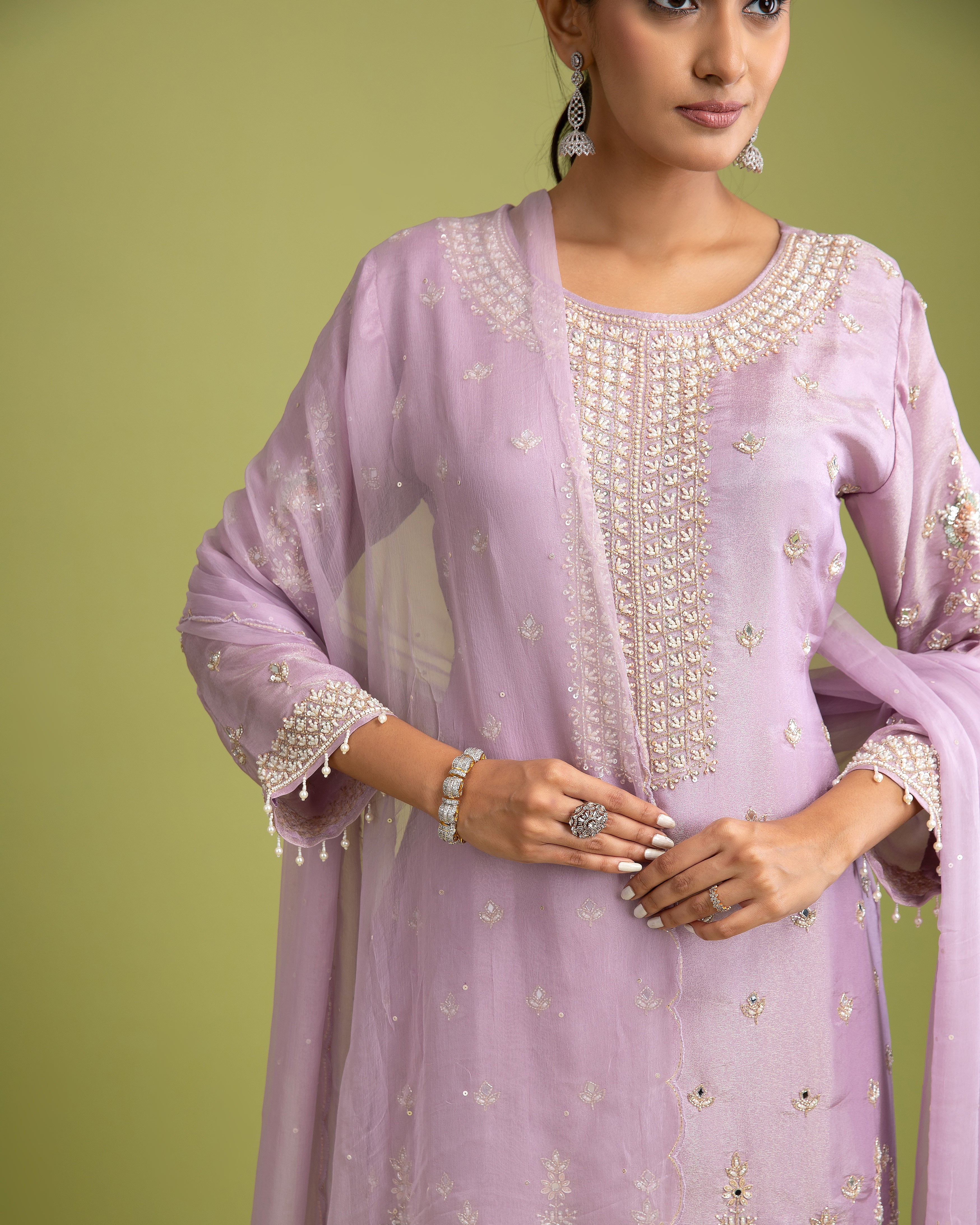 Lilac Tissue Silk Sharara Set - Mokshaa