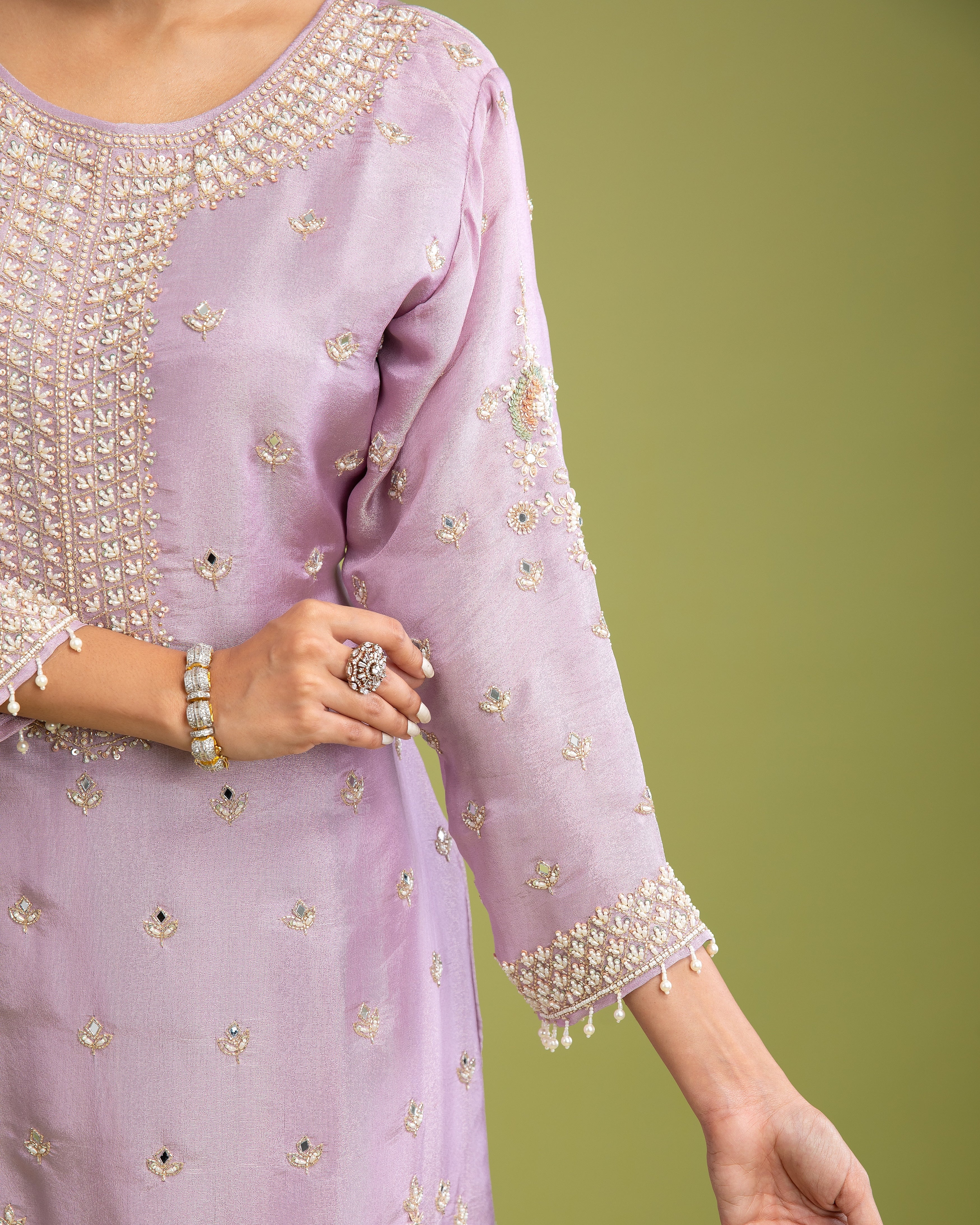 Lilac Tissue Silk Sharara Set - Mokshaa