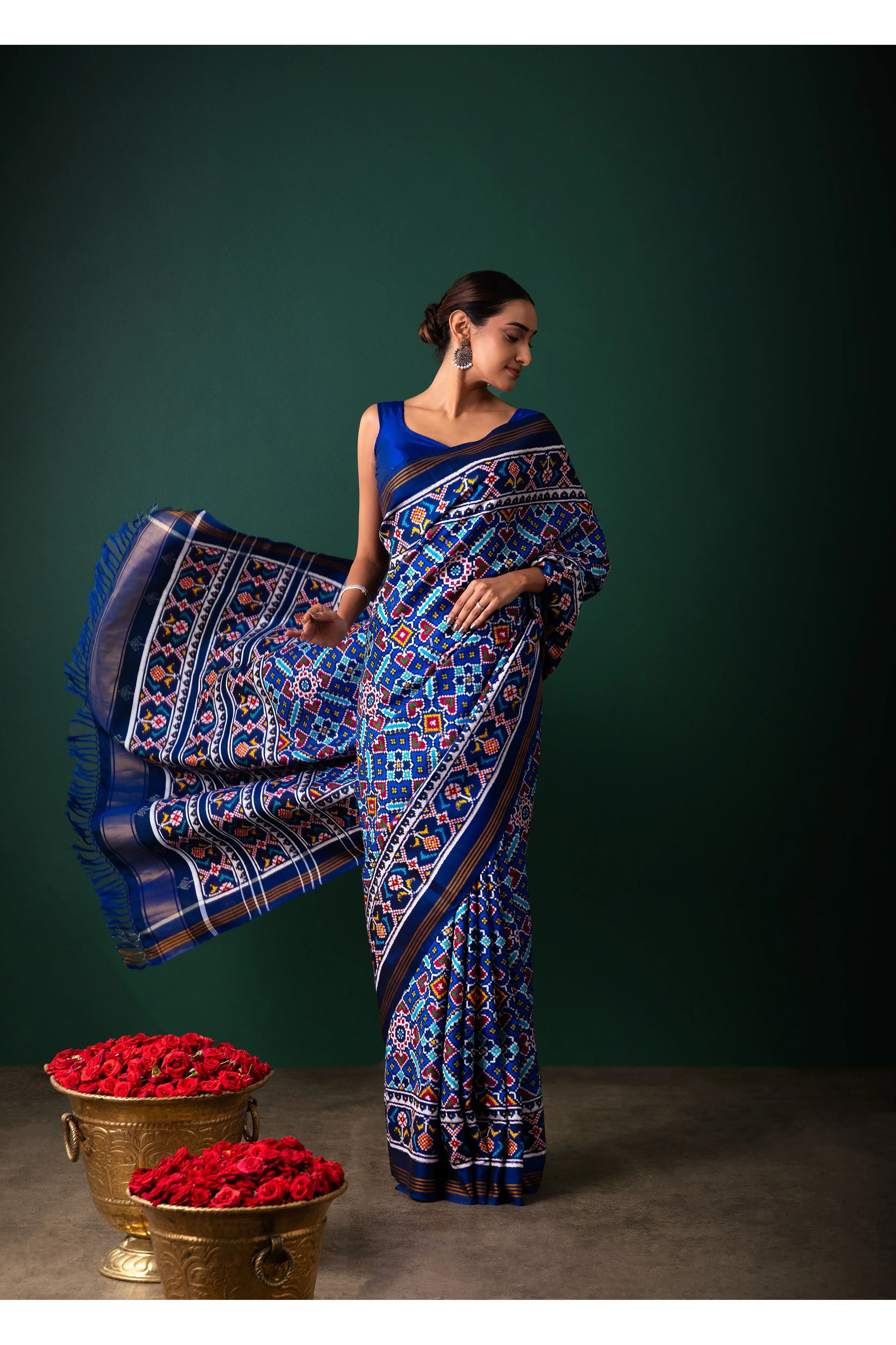 Blue Patan Patola Saree All Over Motifs - Mokshaa