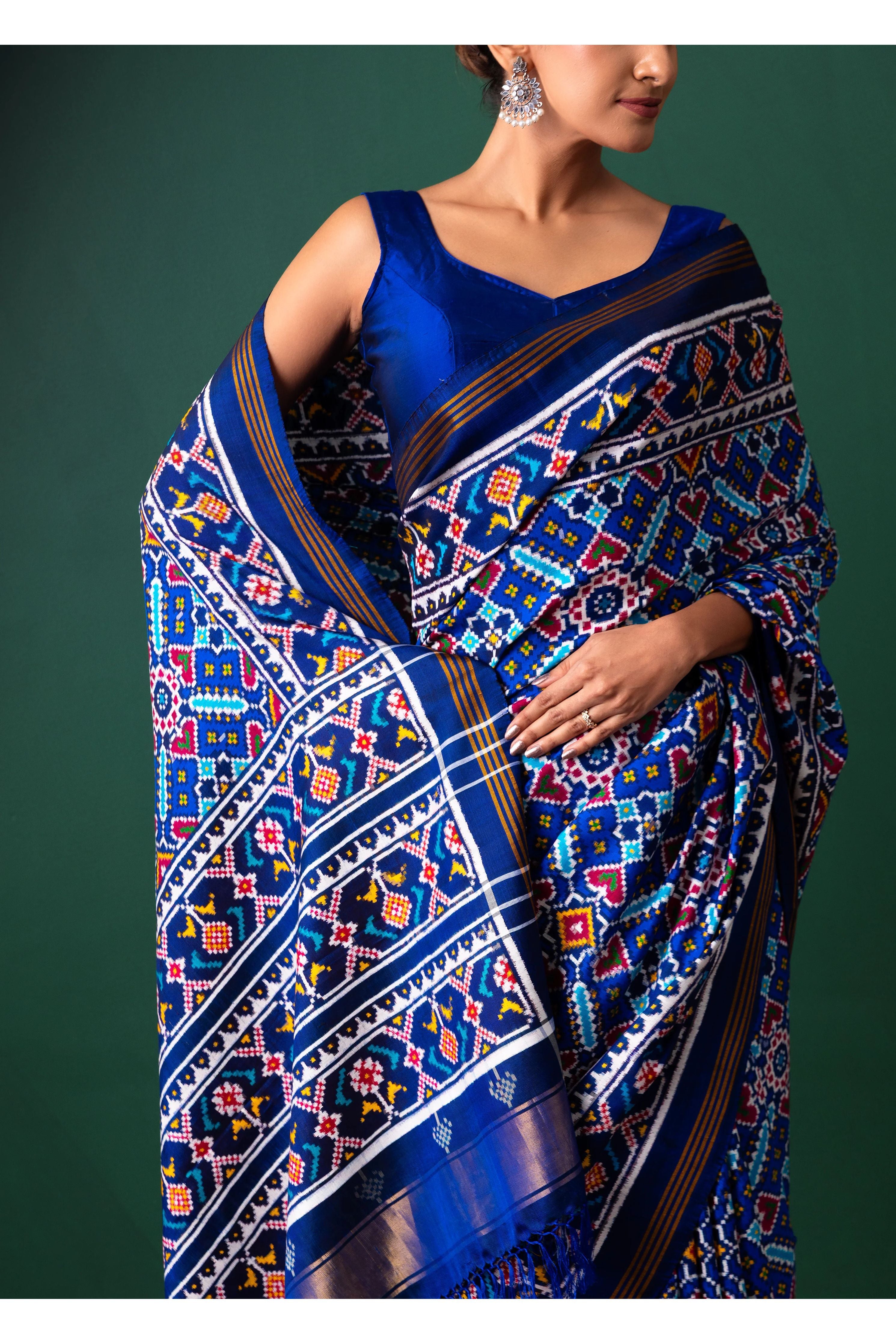 Blue Patan Patola Saree All Over Motifs - Mokshaa