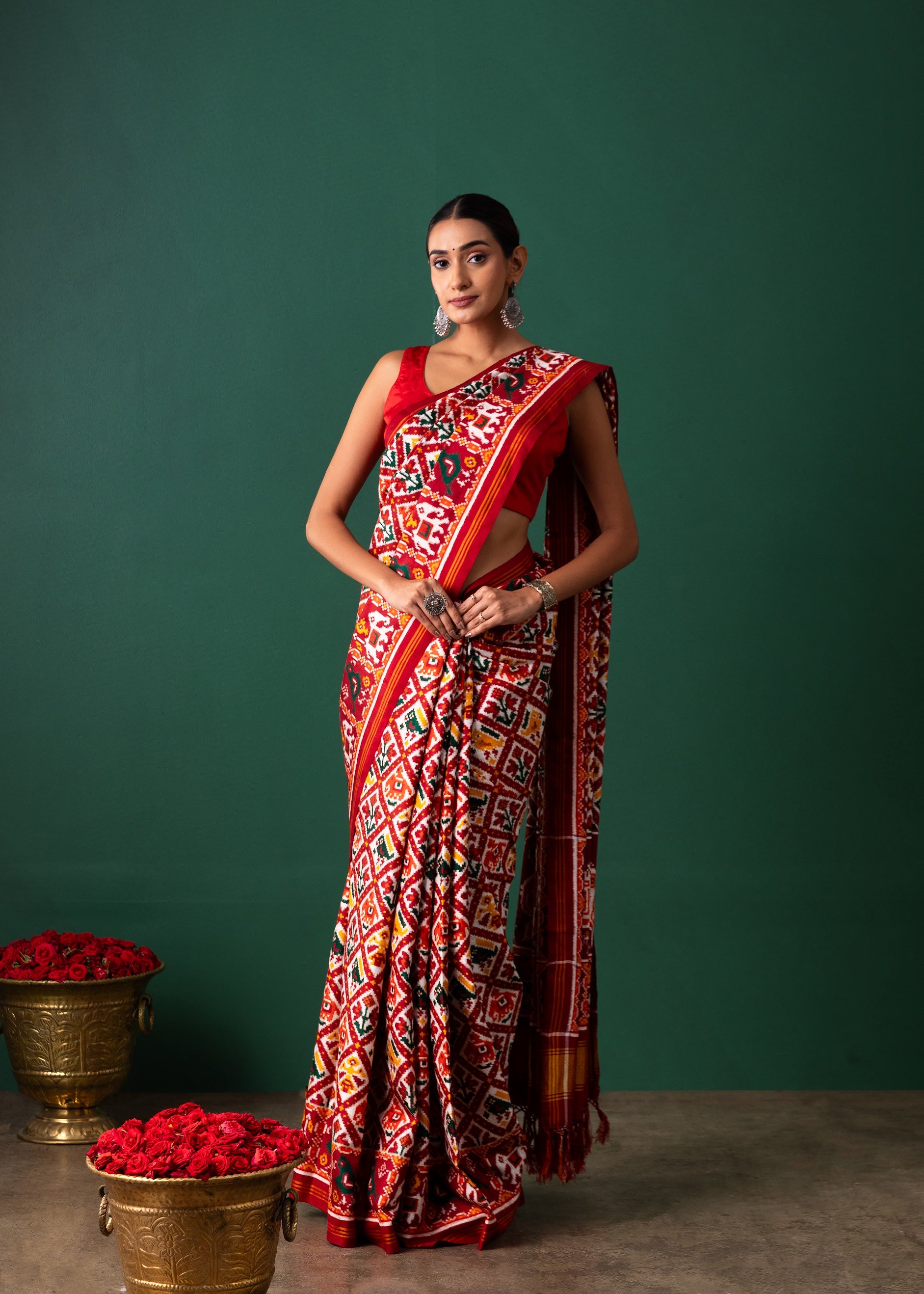 Maroon  Patan Pattola Saree All Over Motifs
