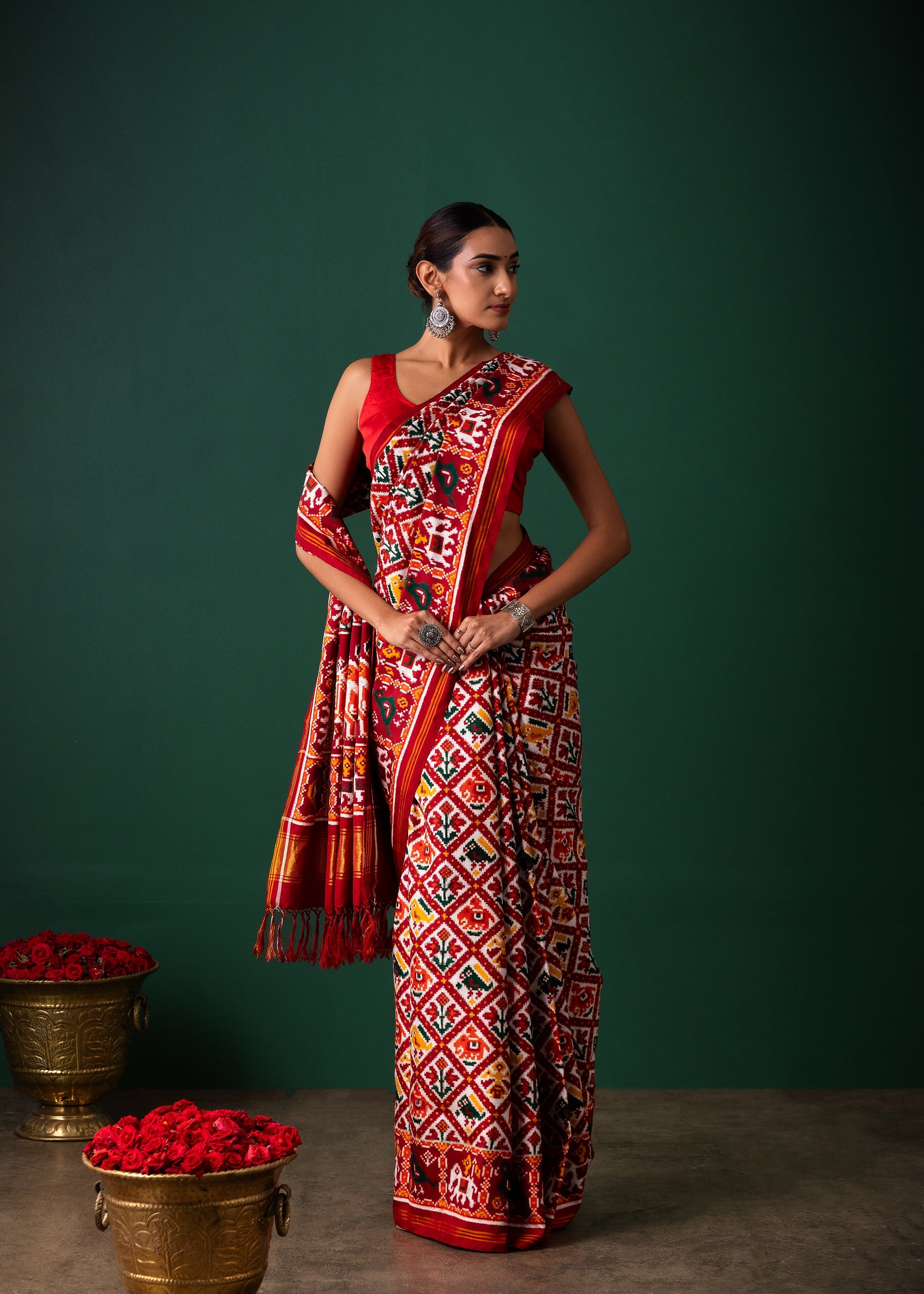 Maroon  Patan Pattola Saree All Over Motifs