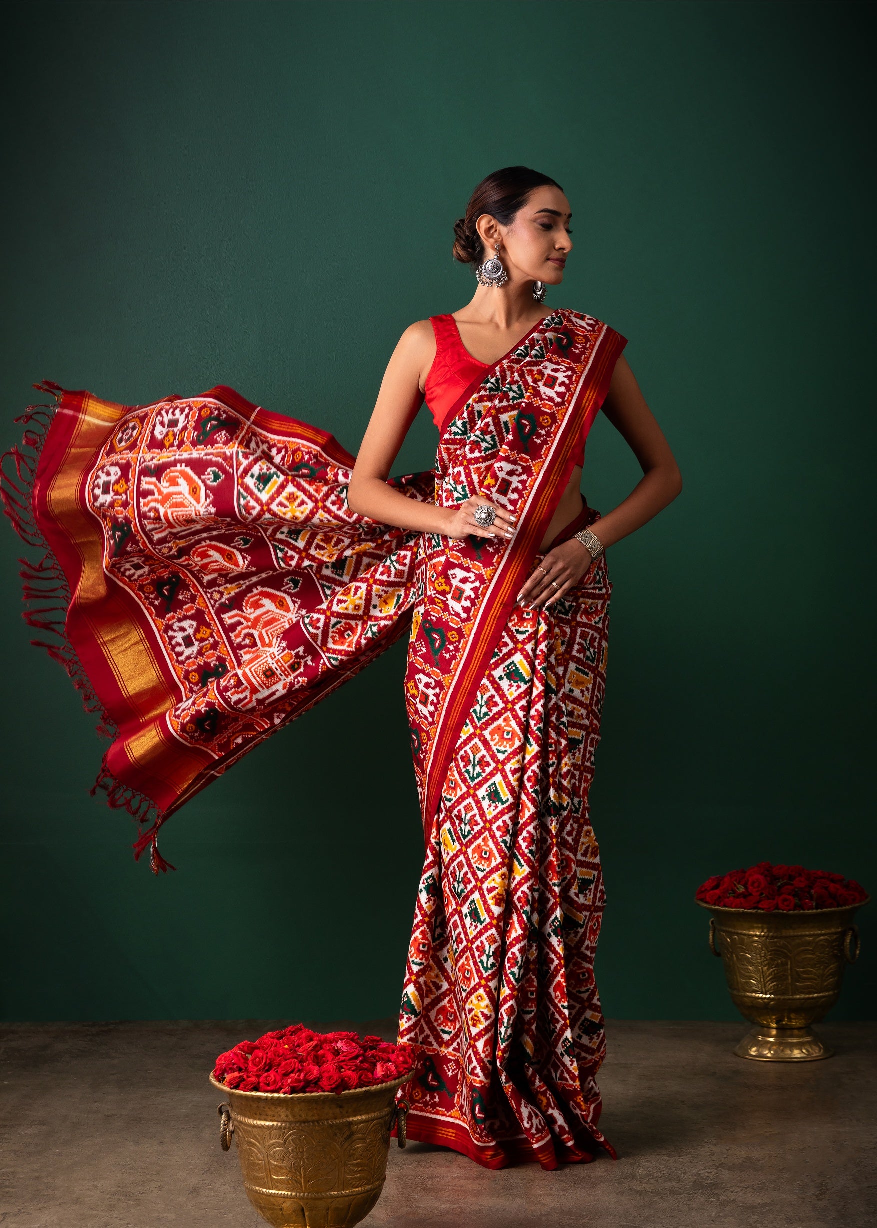 Maroon  Patan Pattola Saree All Over Motifs