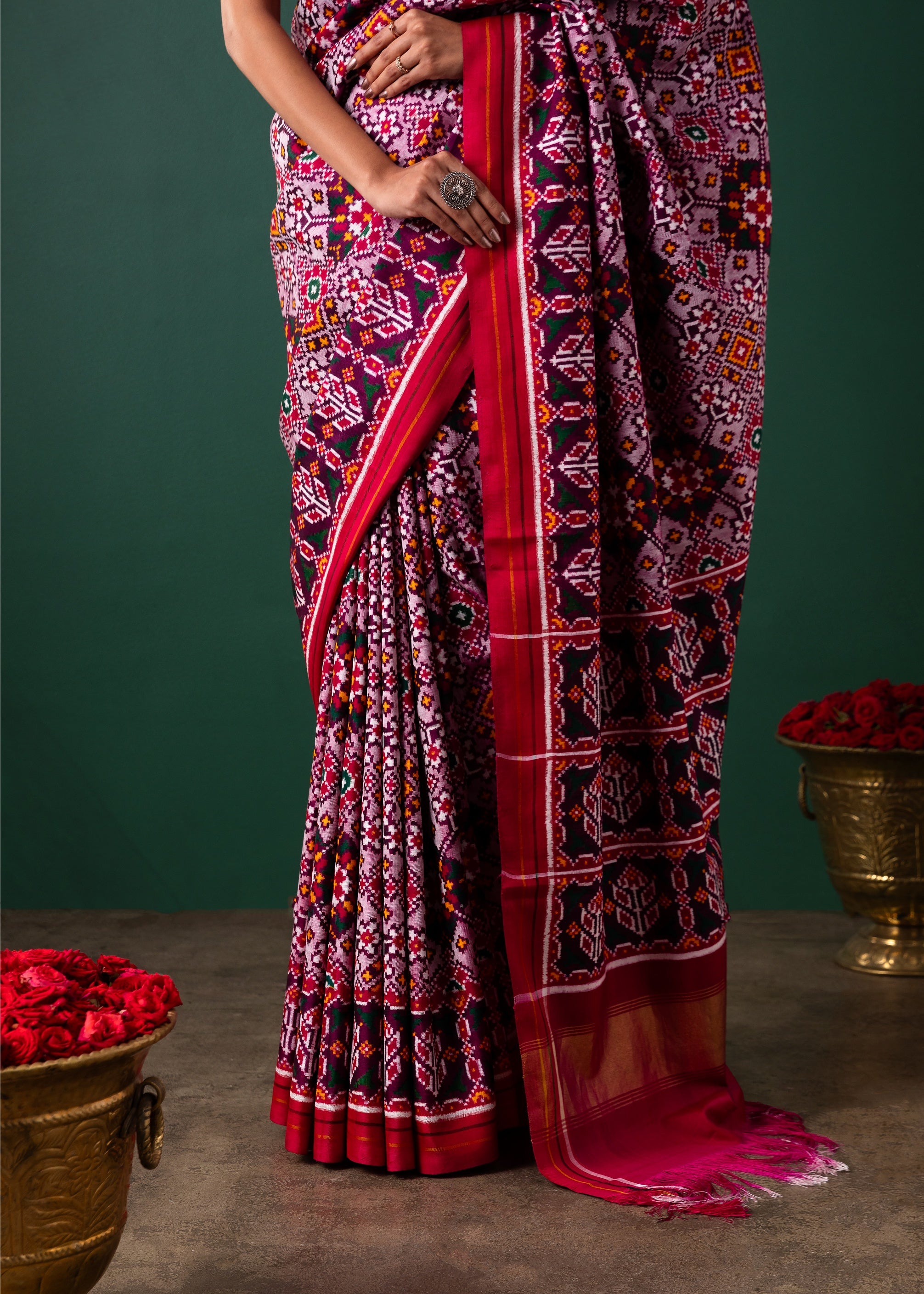 Light Purple Patan Pattola Saree All Over Motifs