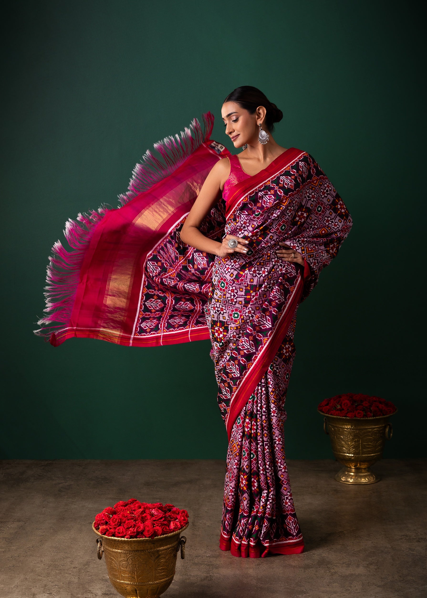 Light Purple Patan Pattola Saree All Over Motifs