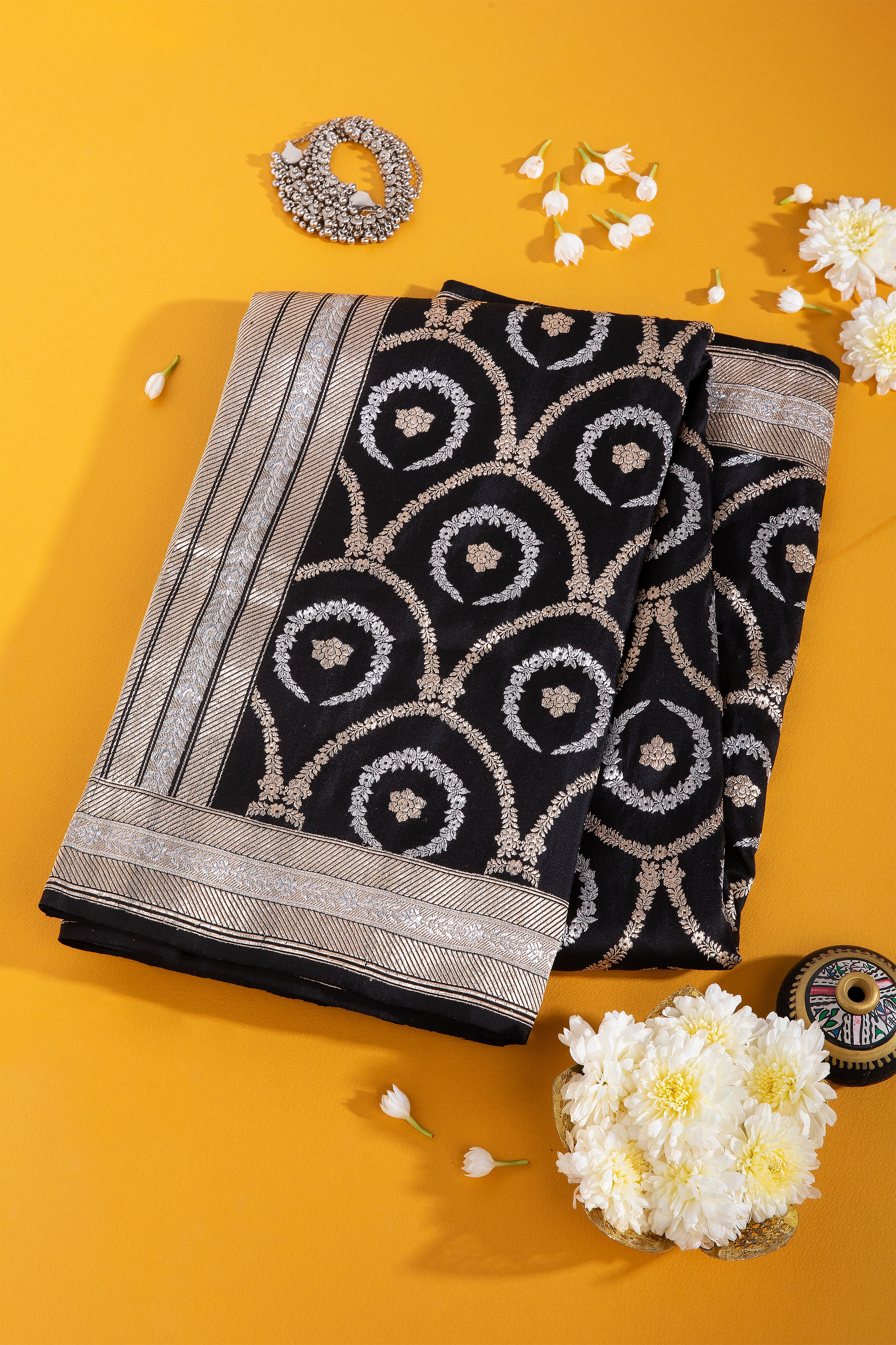 Black Banaras Silk Saree - Mokshaa