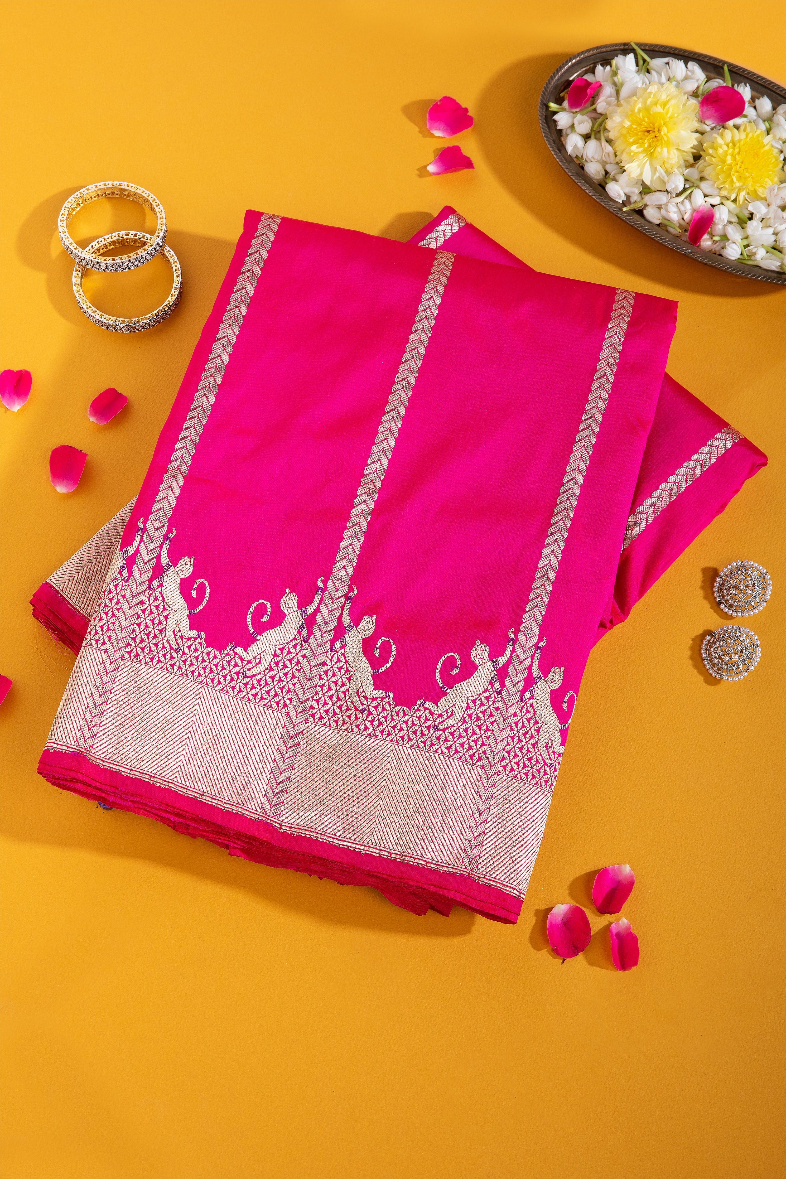 Rani Pink Banaras Silk Saree - Mokshaa