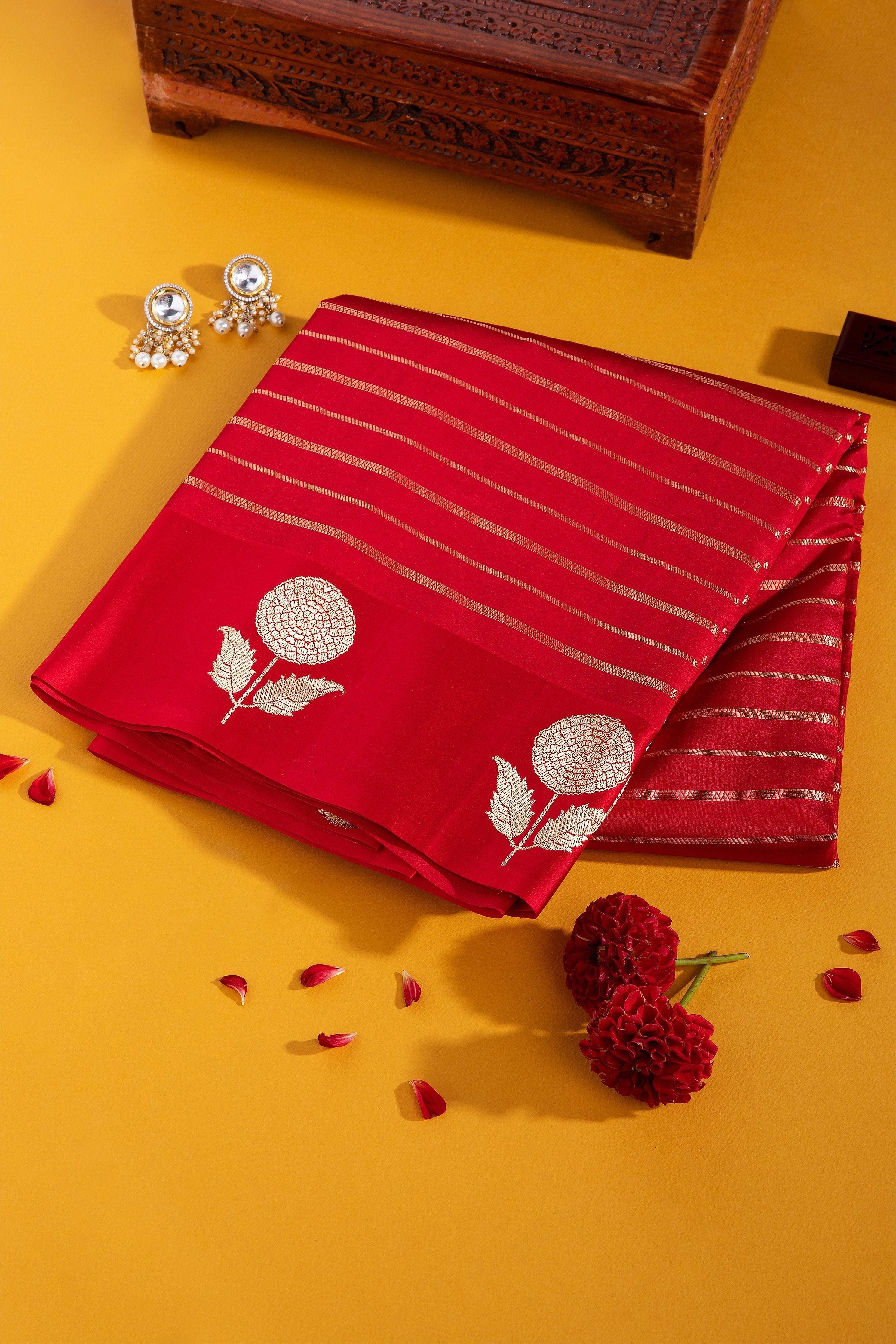 Red Banaras Silk Saree - Mokshaa