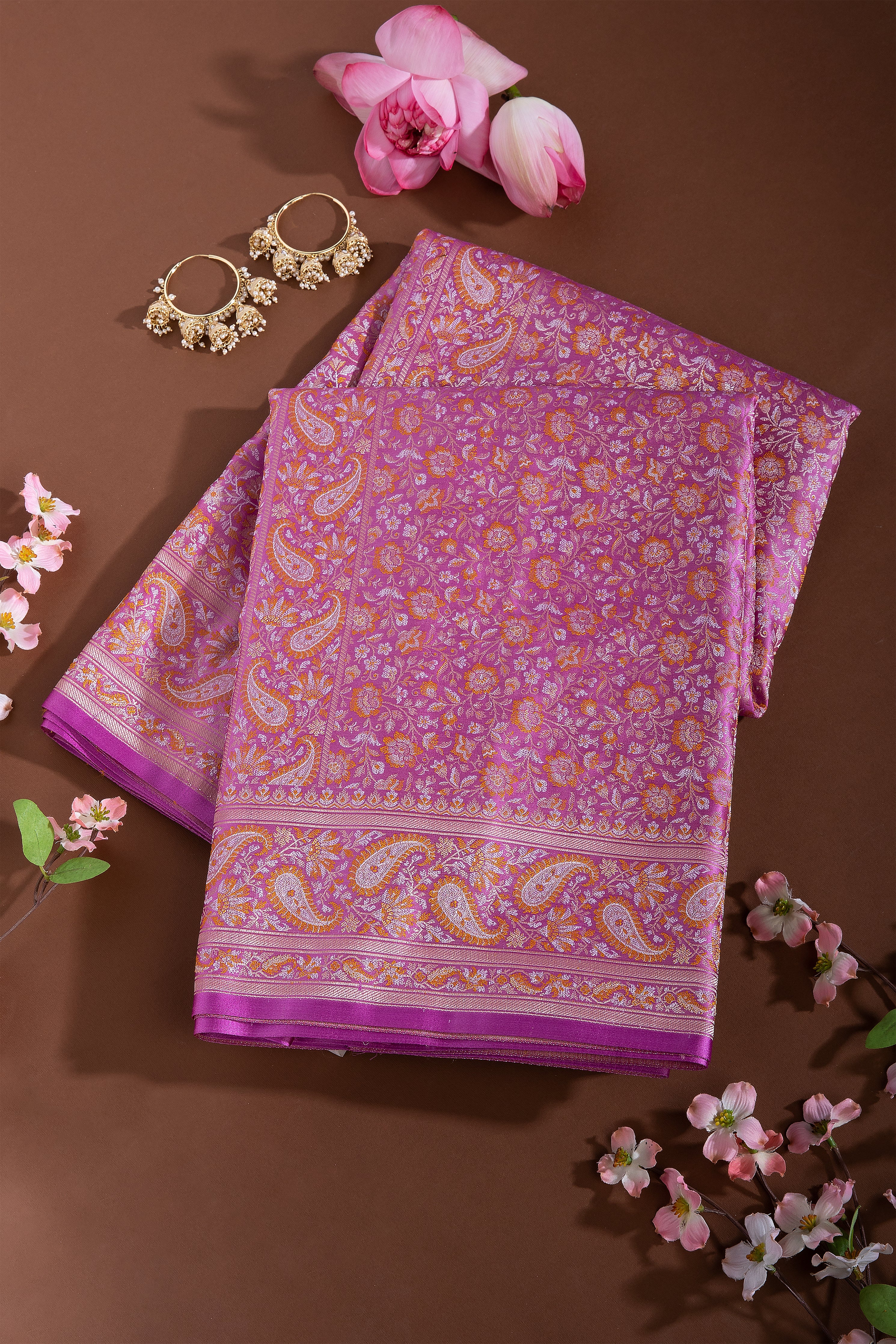 Lavender Banaras Silk Saree - Mokshaa