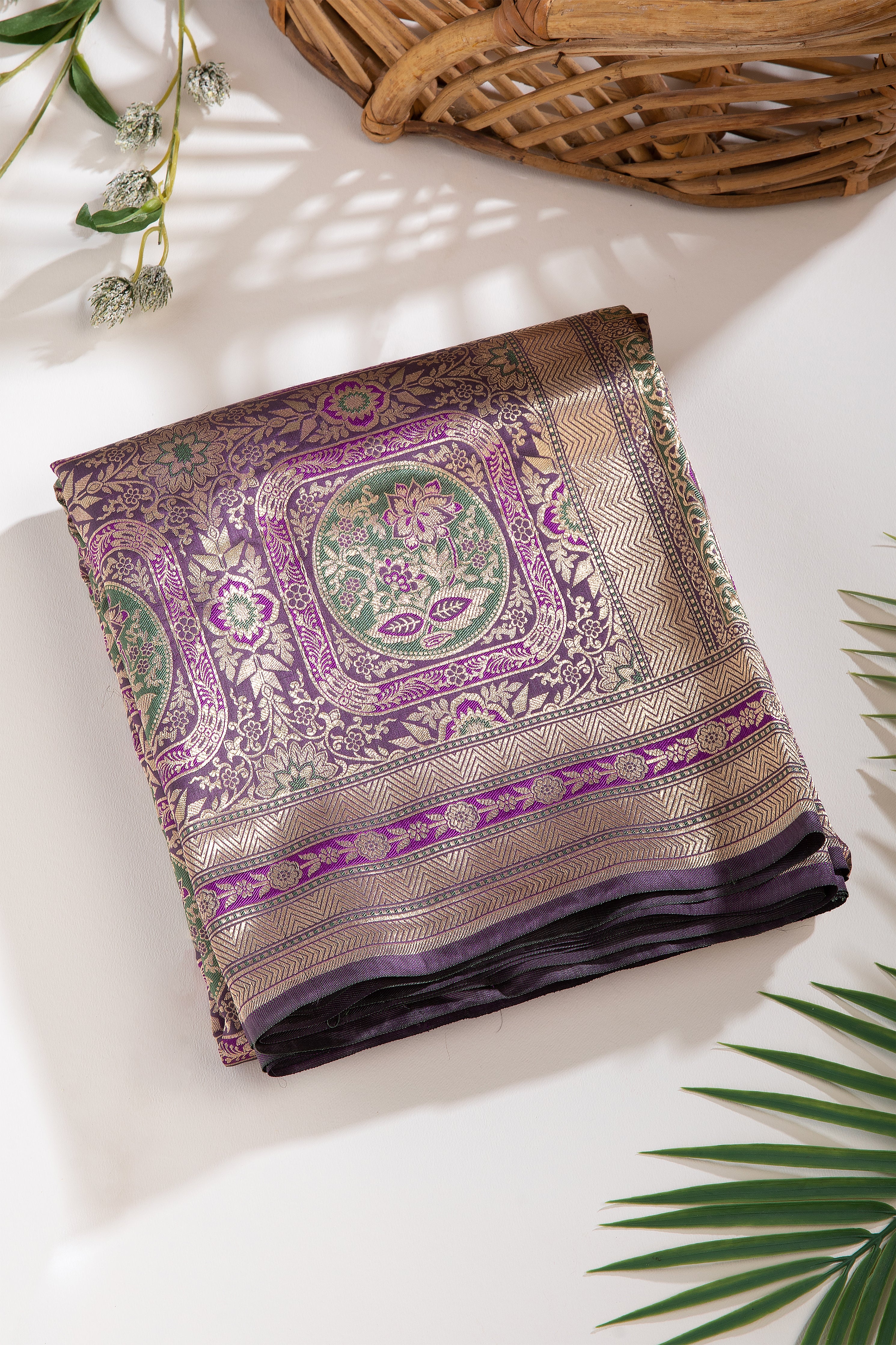 Dusty Purple Banaras Silk Saree - Mokshaa