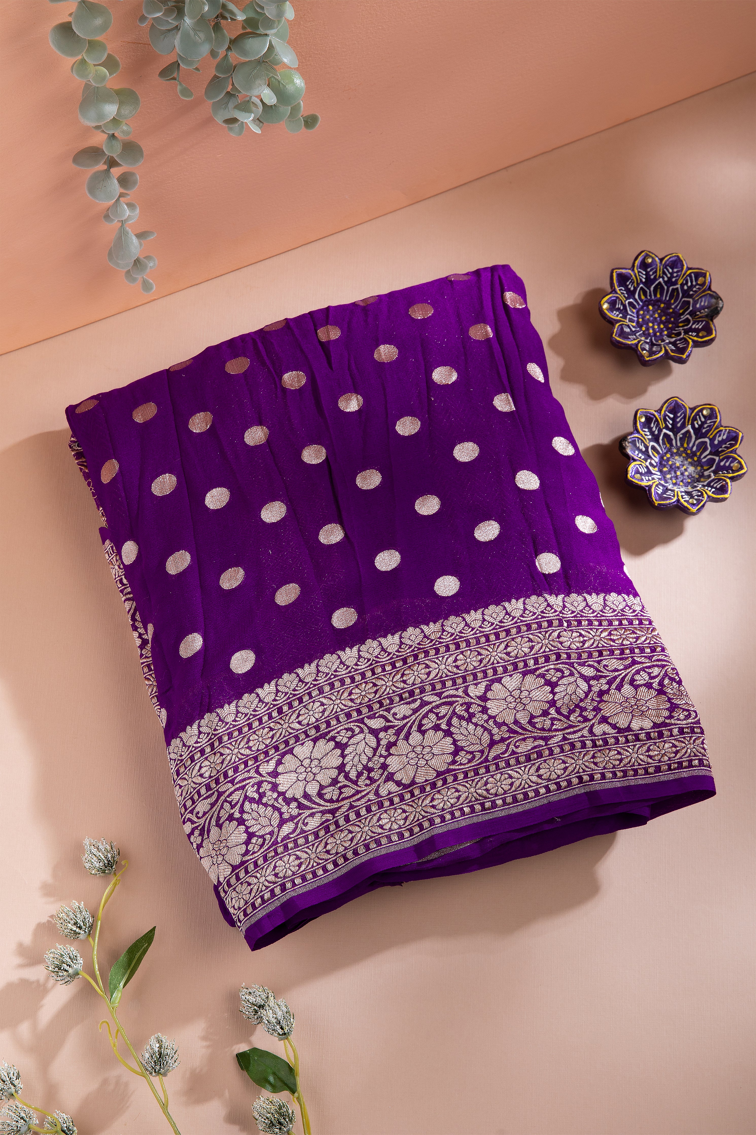 Purple Banaras Georgette Saree - Mokshaa