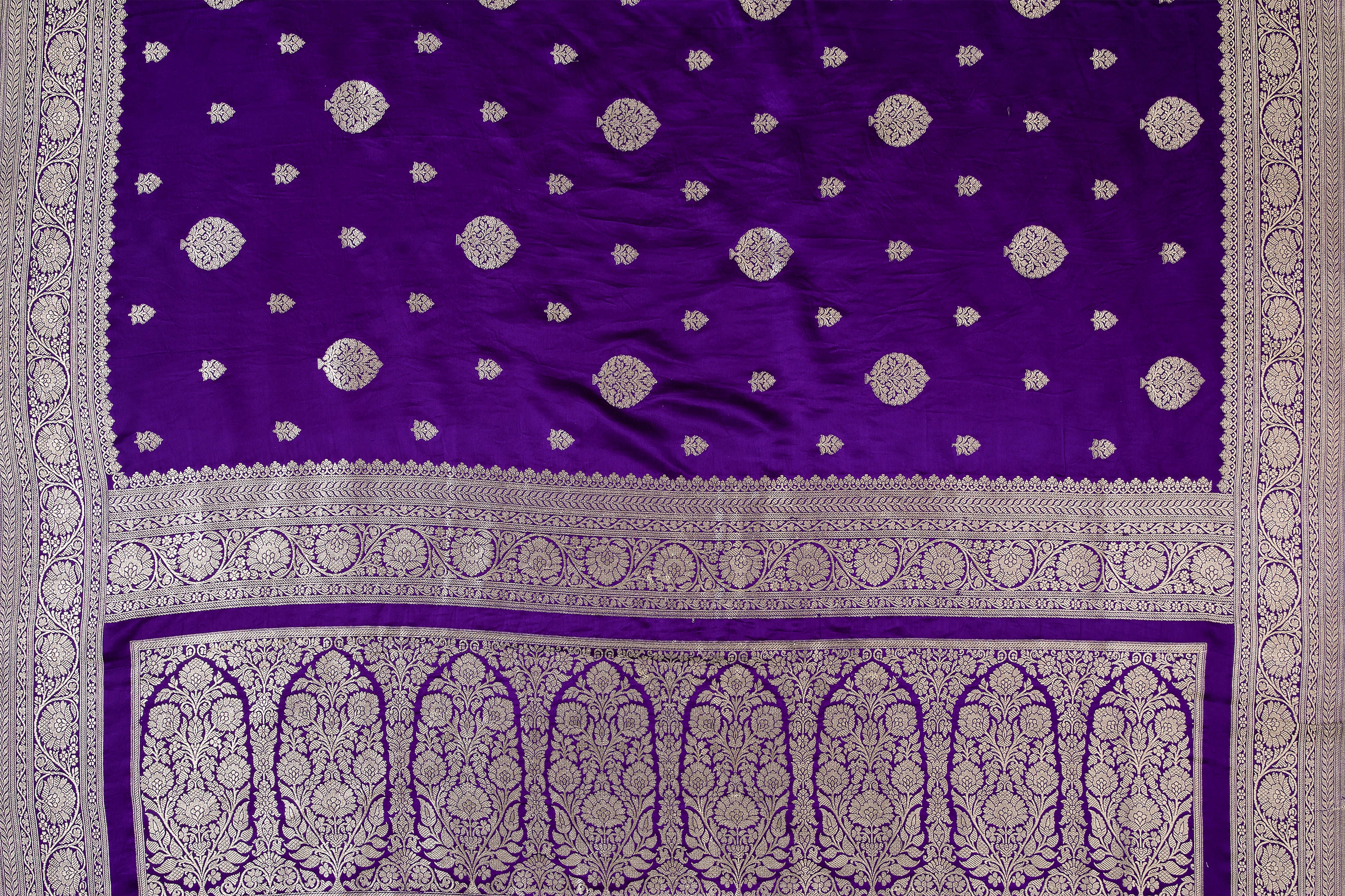 Royal Purple Banaras Satin Silk Saree - Mokshaa