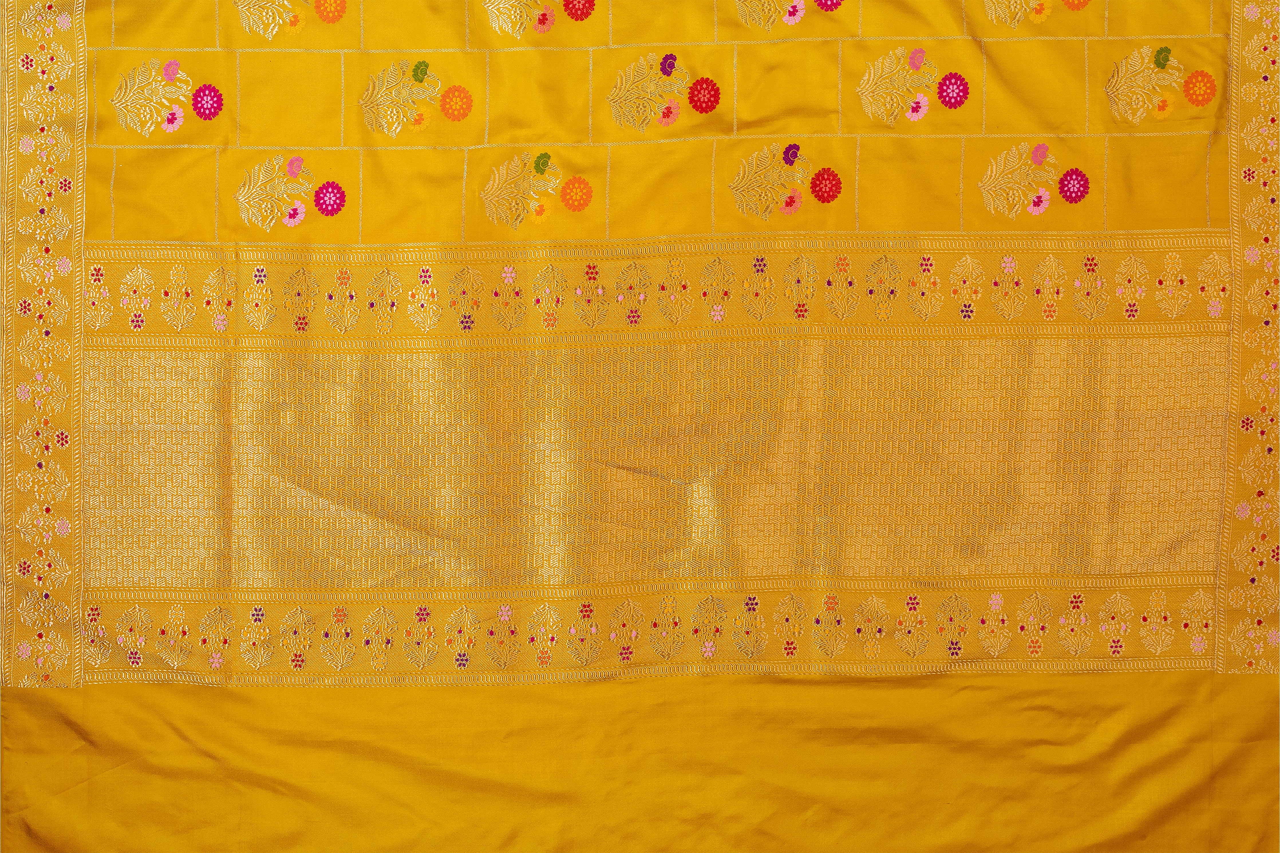 Mustard Banaras Silk Saree - Mokshaa