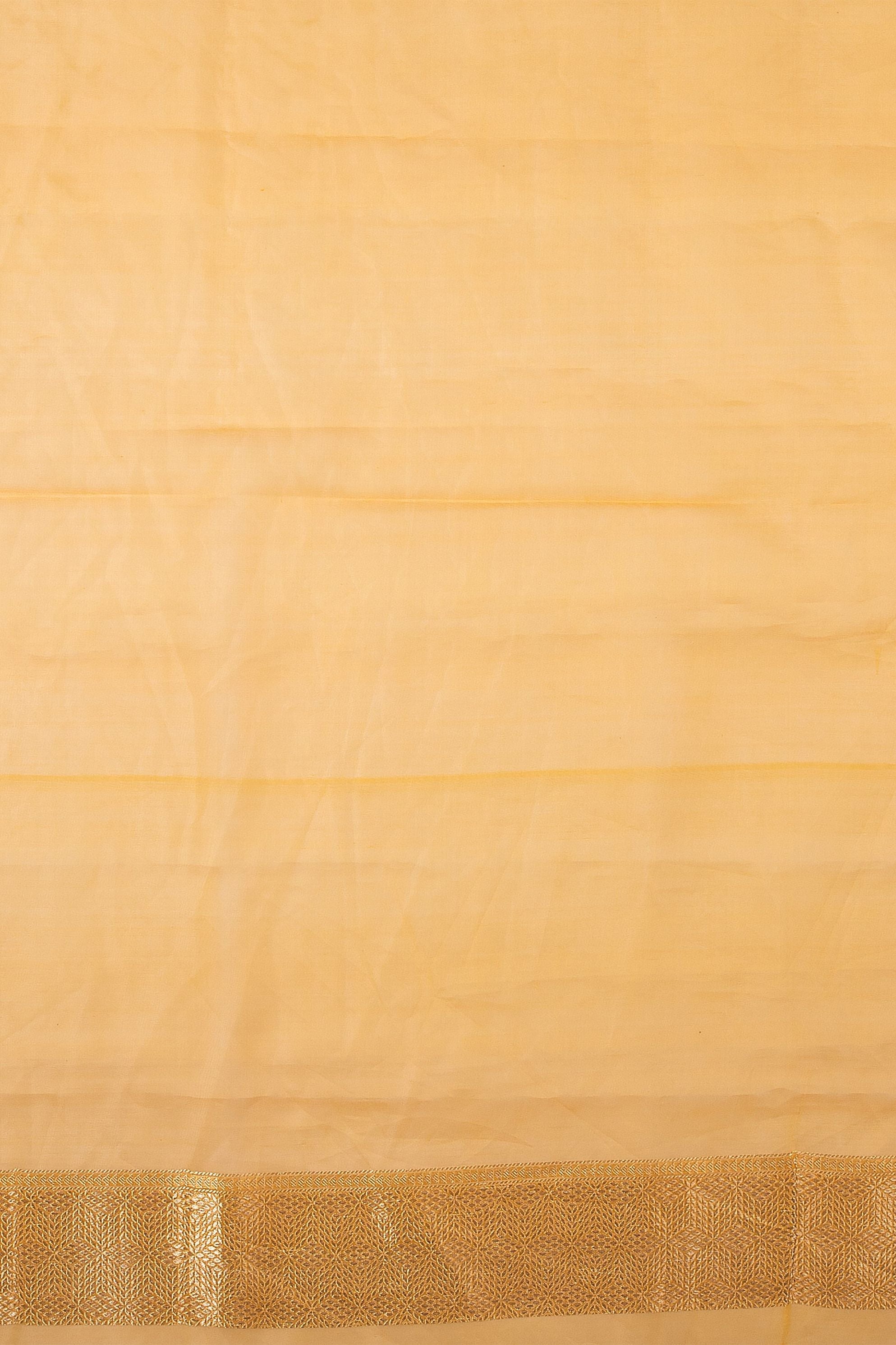 Mustard Banaras Kora Silk Saree - Mokshaa