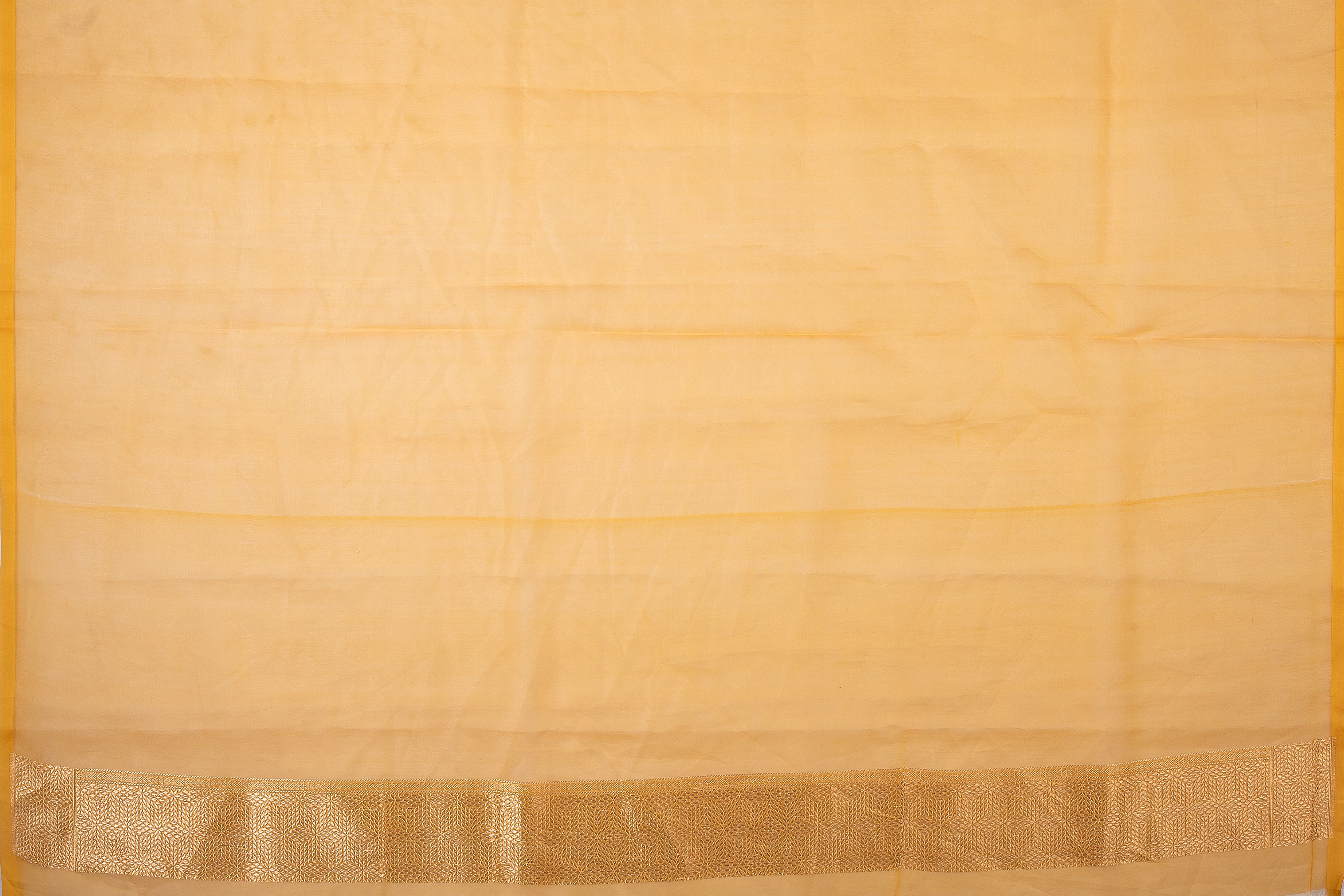 Mustard Banaras Kora Silk Saree - Mokshaa