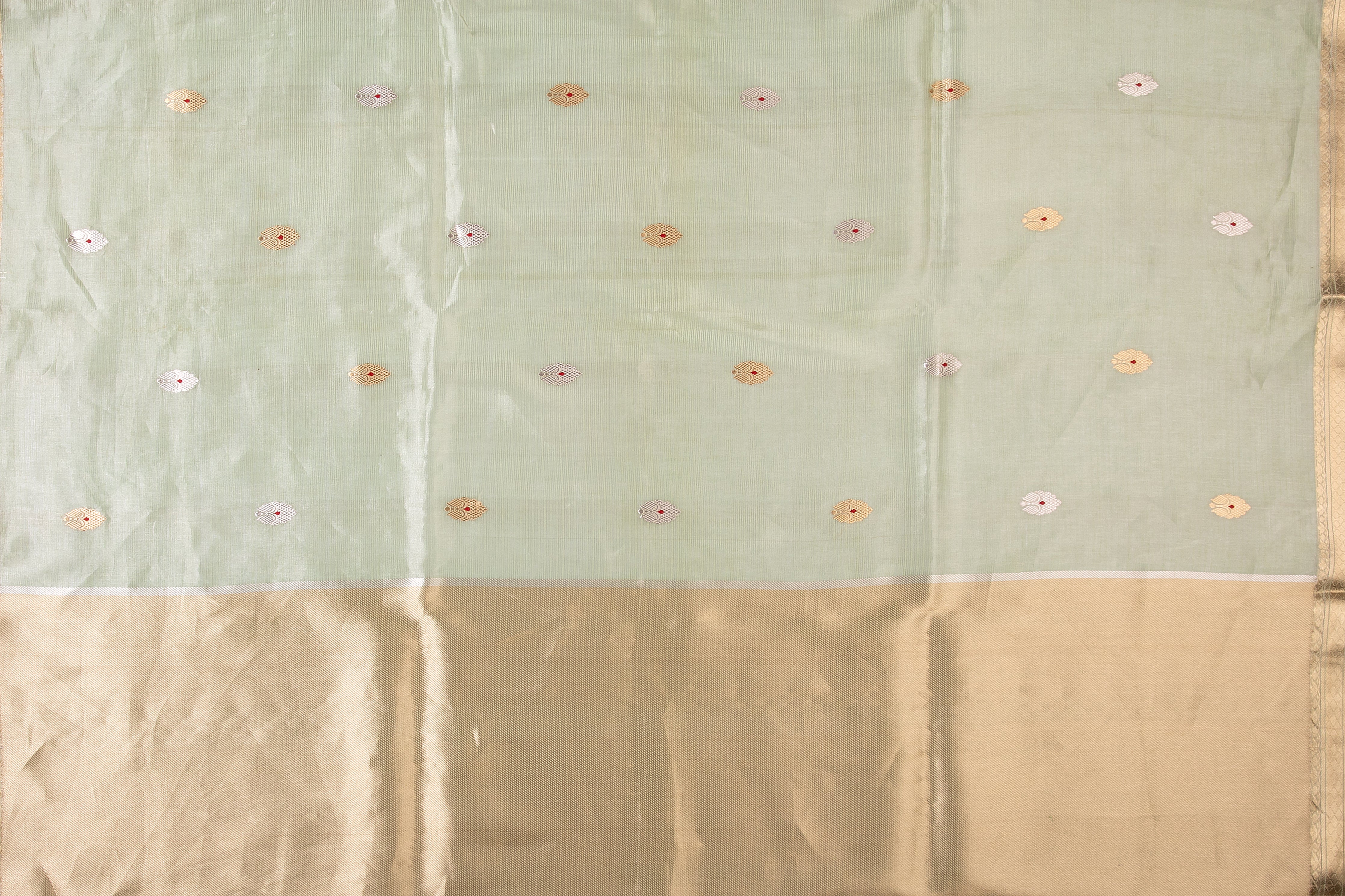 Mint Green Banaras Tissue Kotta Saree - Mokshaa