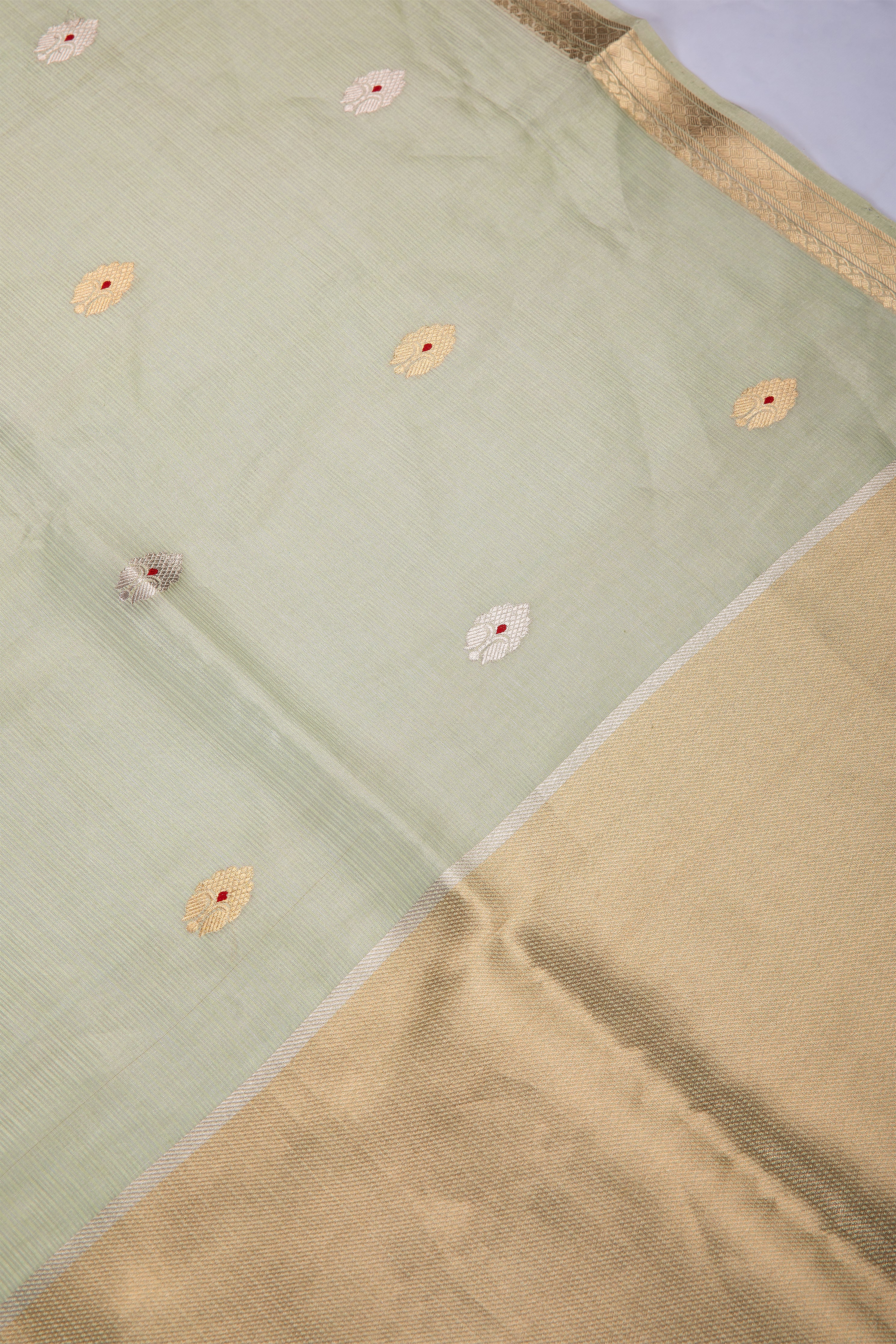 Mint Green Banaras Tissue Kotta Saree - Mokshaa