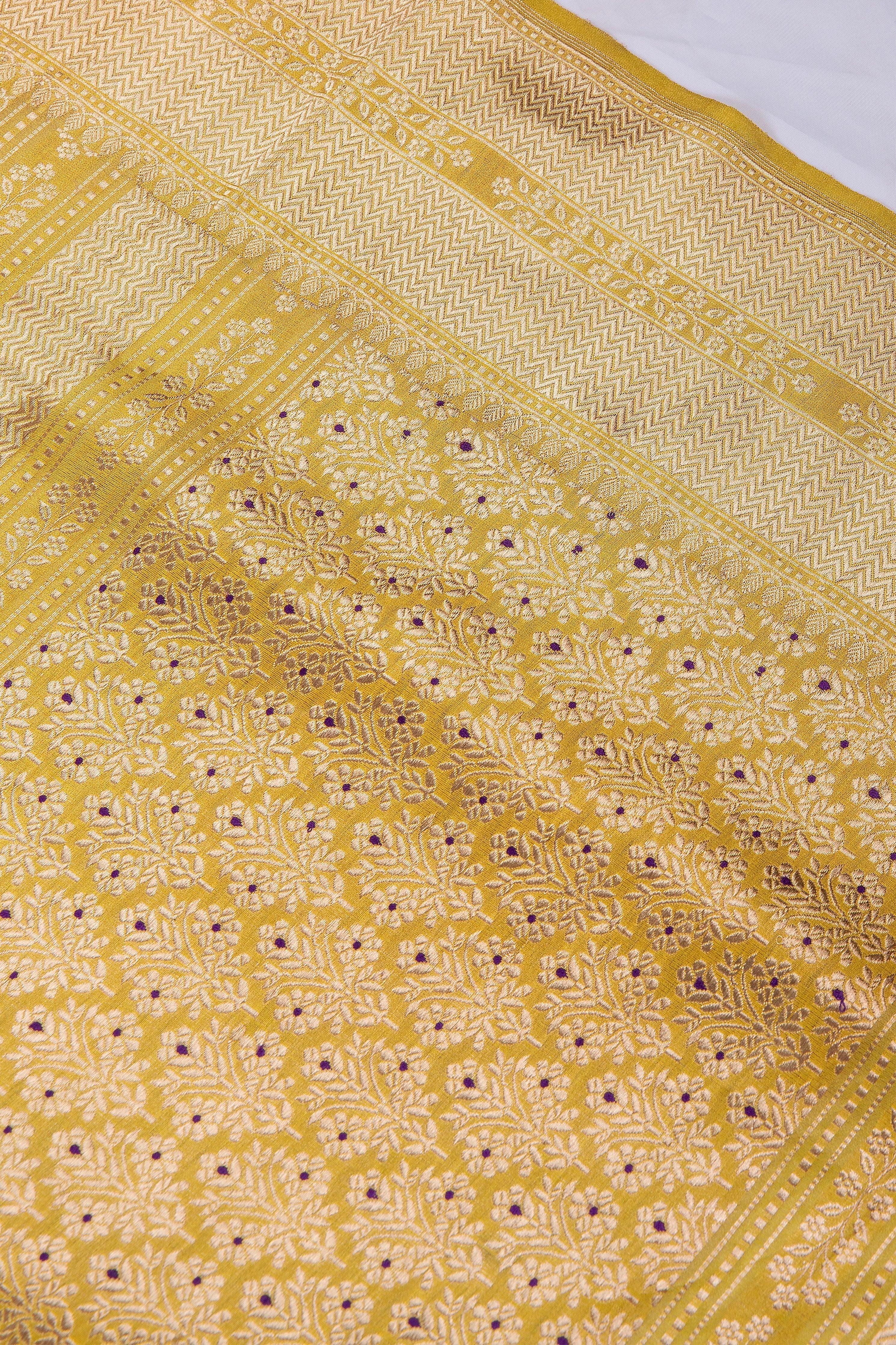 Yellow Banaras Silk Saree - Mokshaa