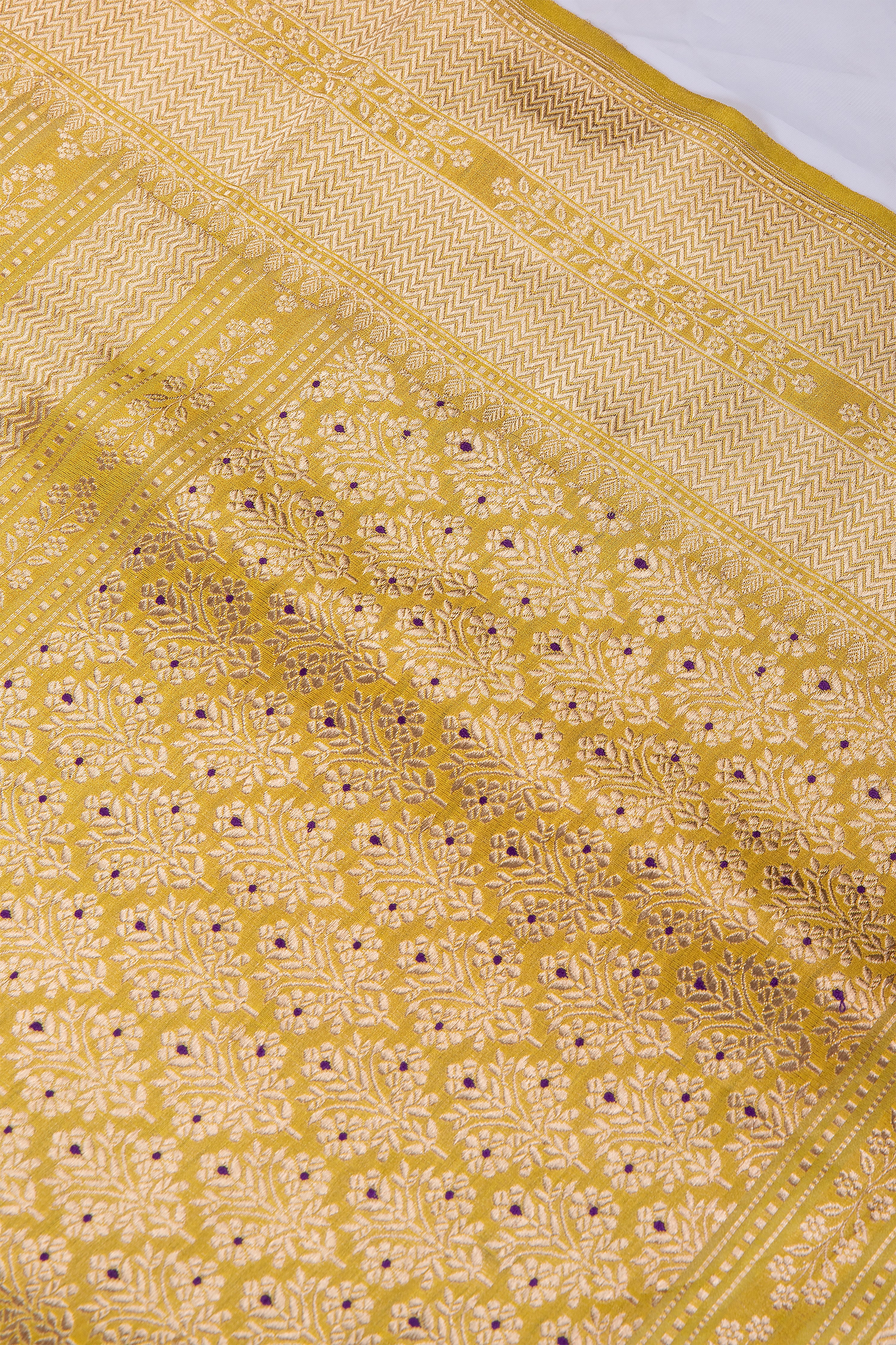 Yellow Banaras Silk Saree - Mokshaa