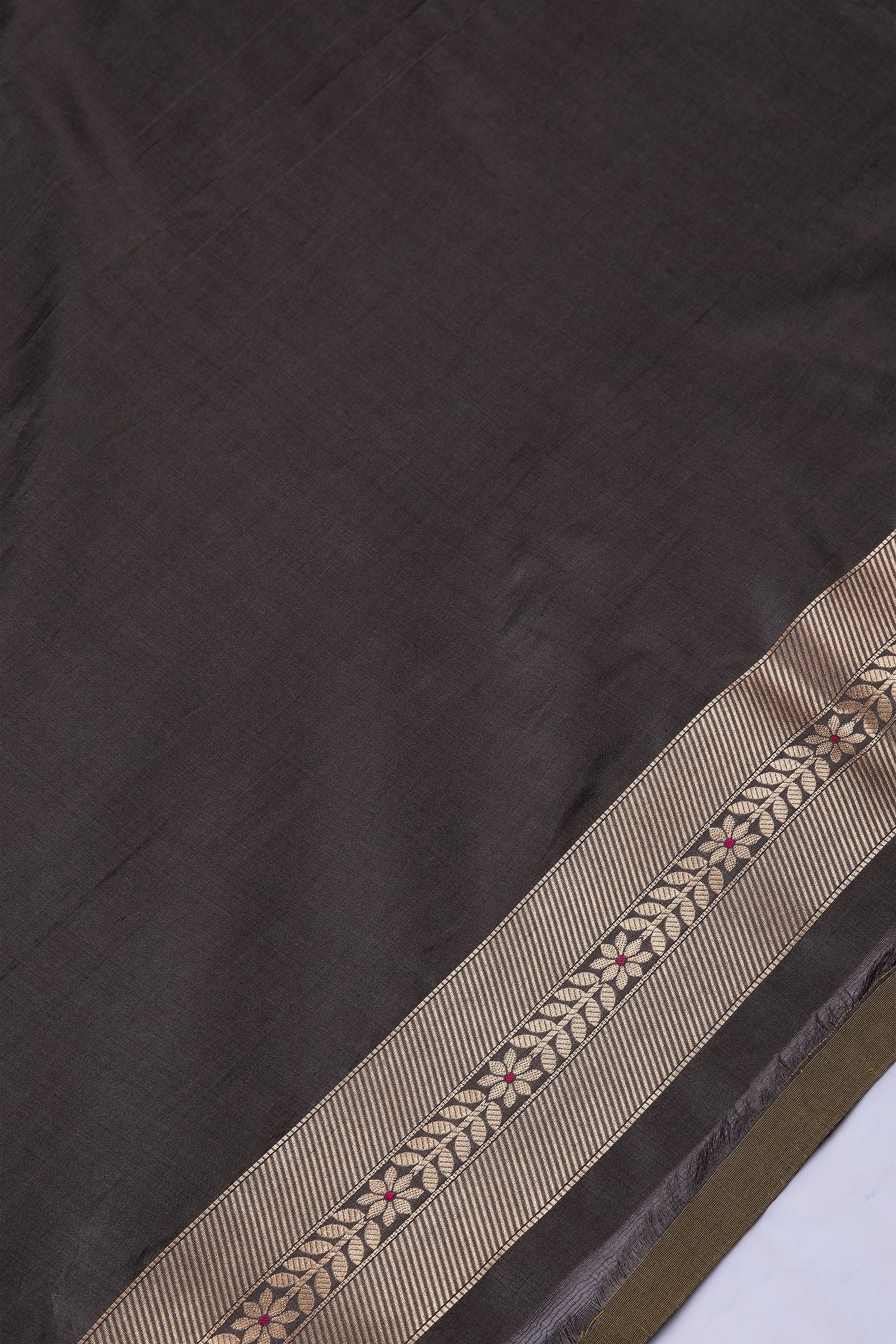 Elephant Gray Banaras Silk Saree - Mokshaa