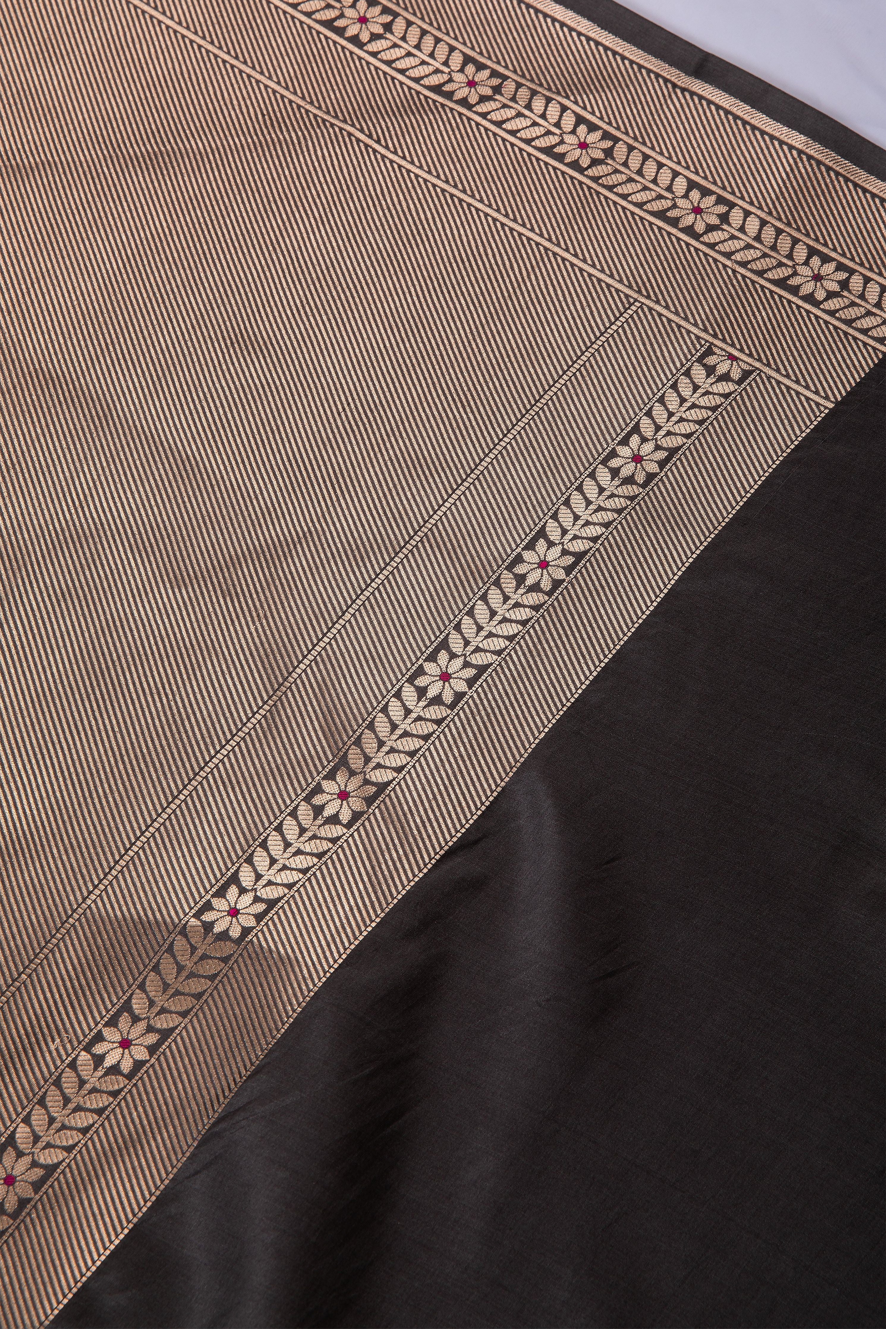 Elephant Gray Banaras Silk Saree - Mokshaa