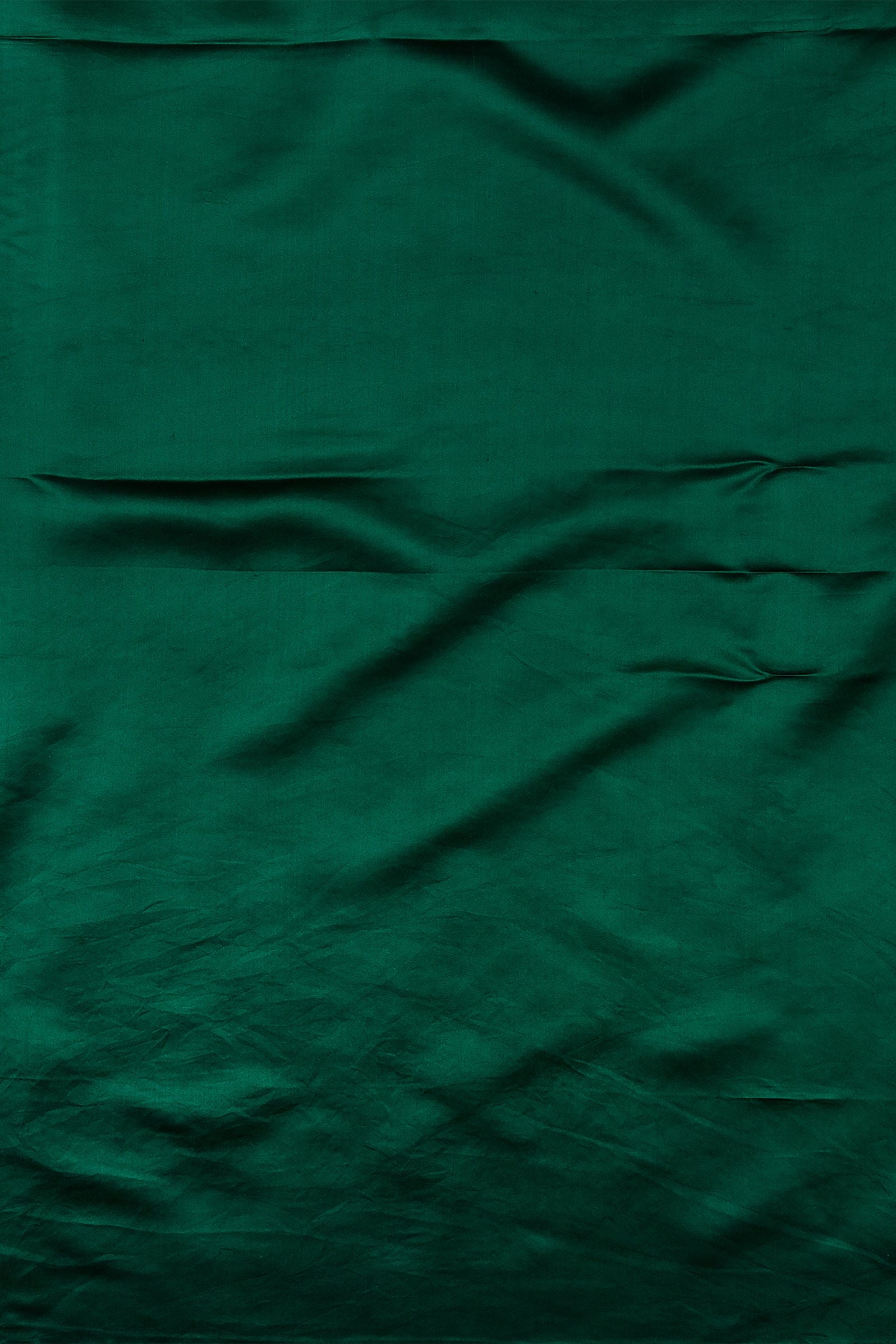 Bottle Green Banaras Silk Saree - Mokshaa