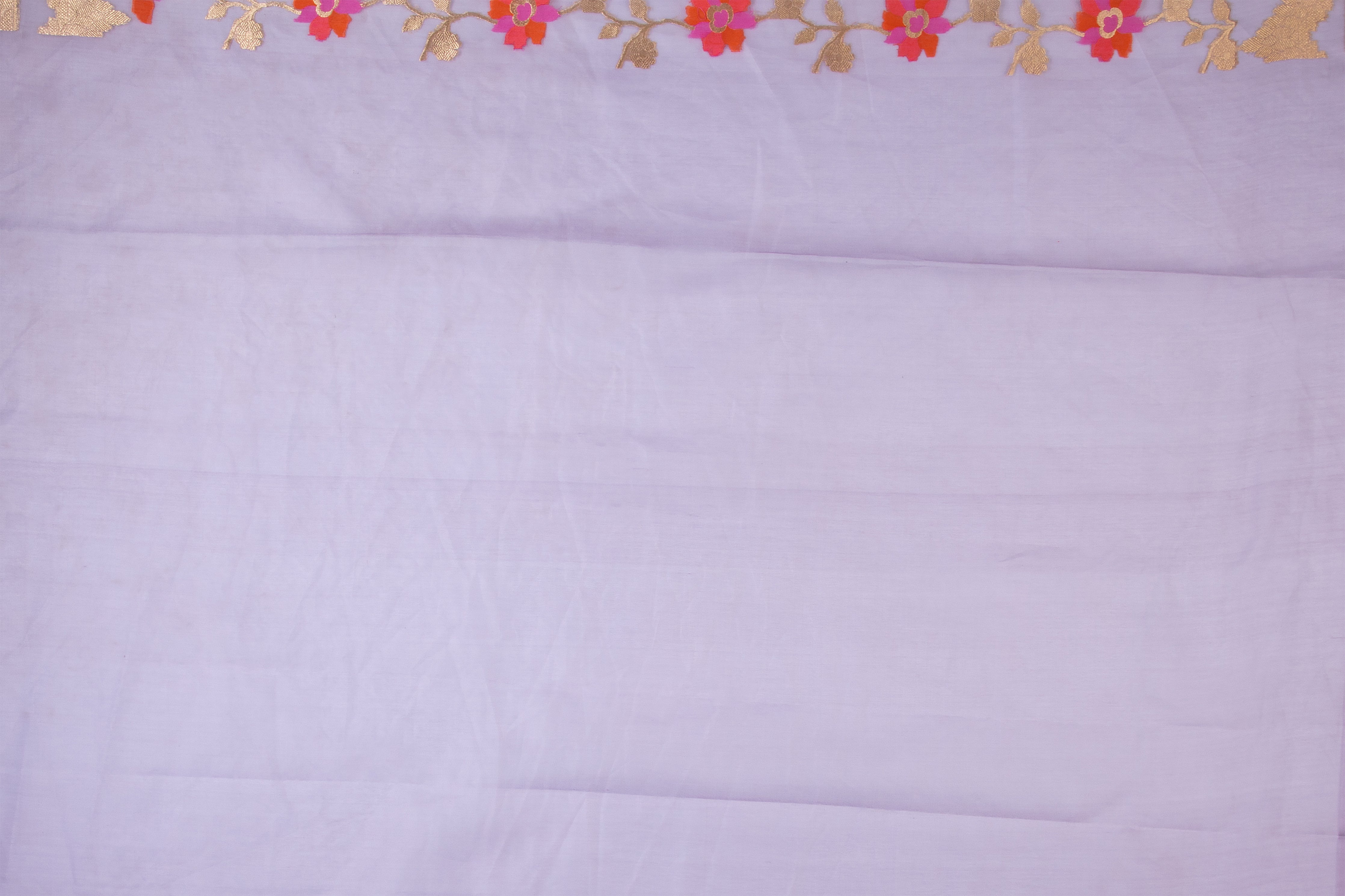 Soft Lavender Banaras Kora Silk Saree - Mokshaa