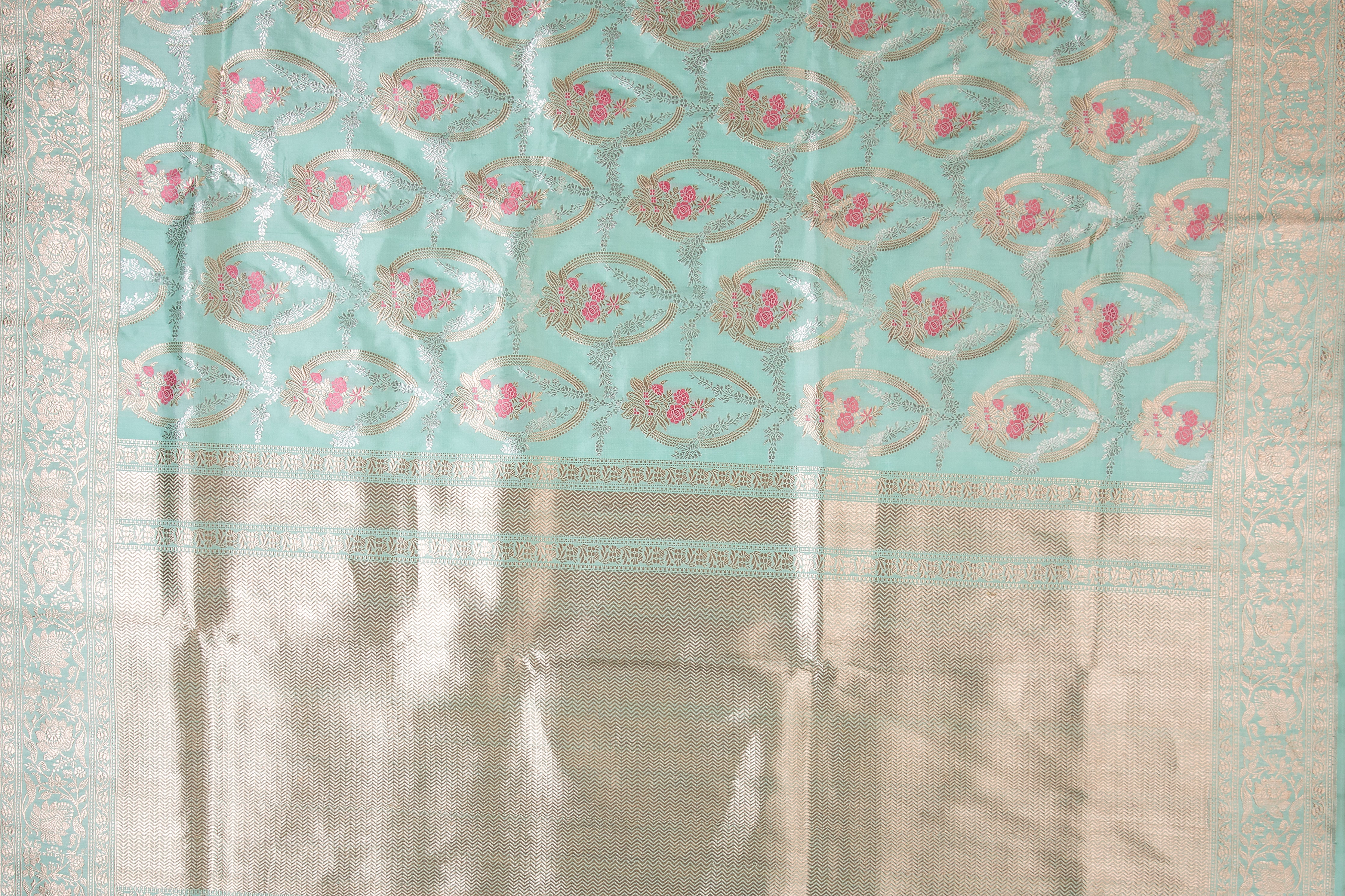 Sea green banaras silk saree