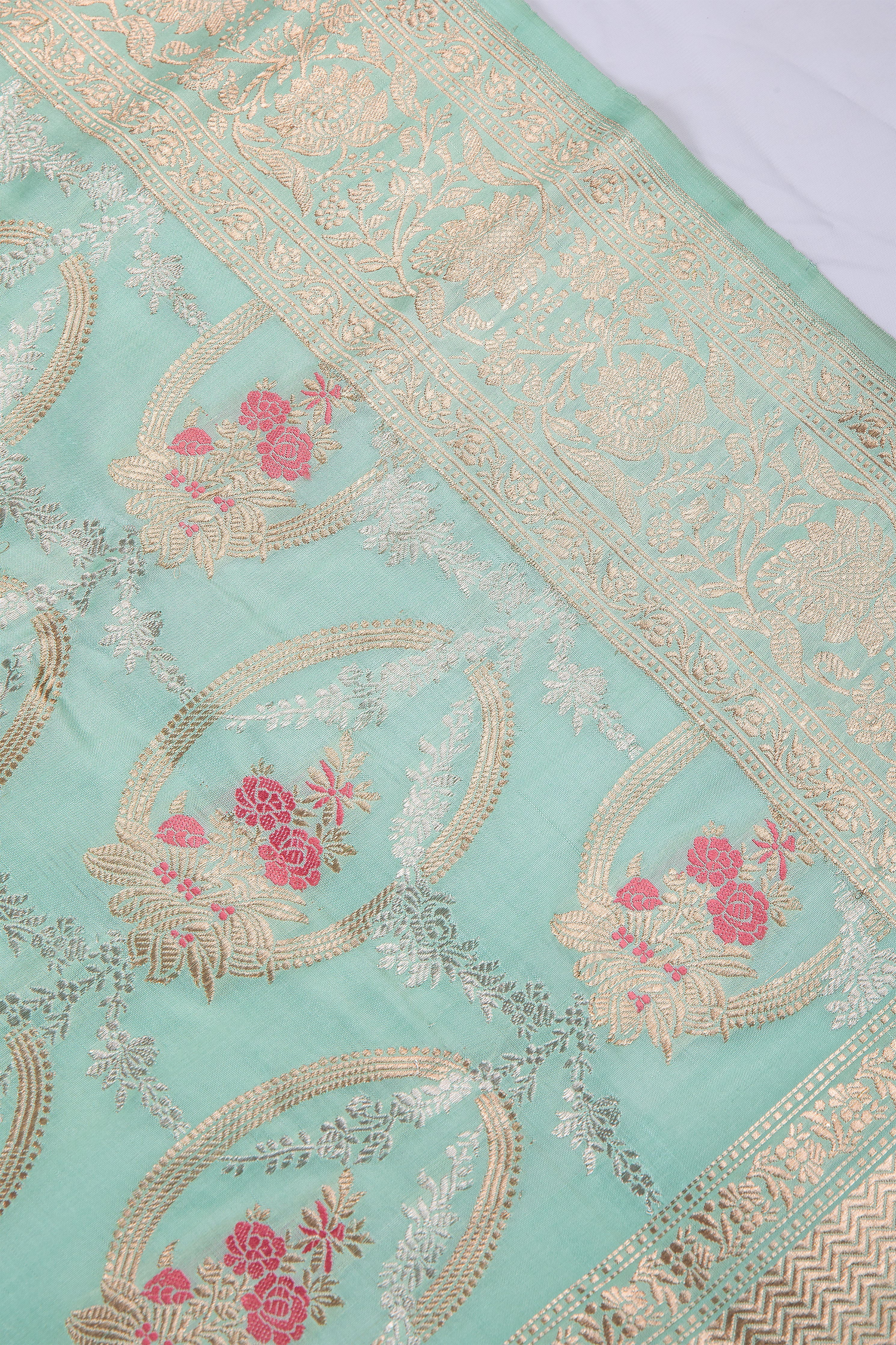 Sea green banaras silk saree