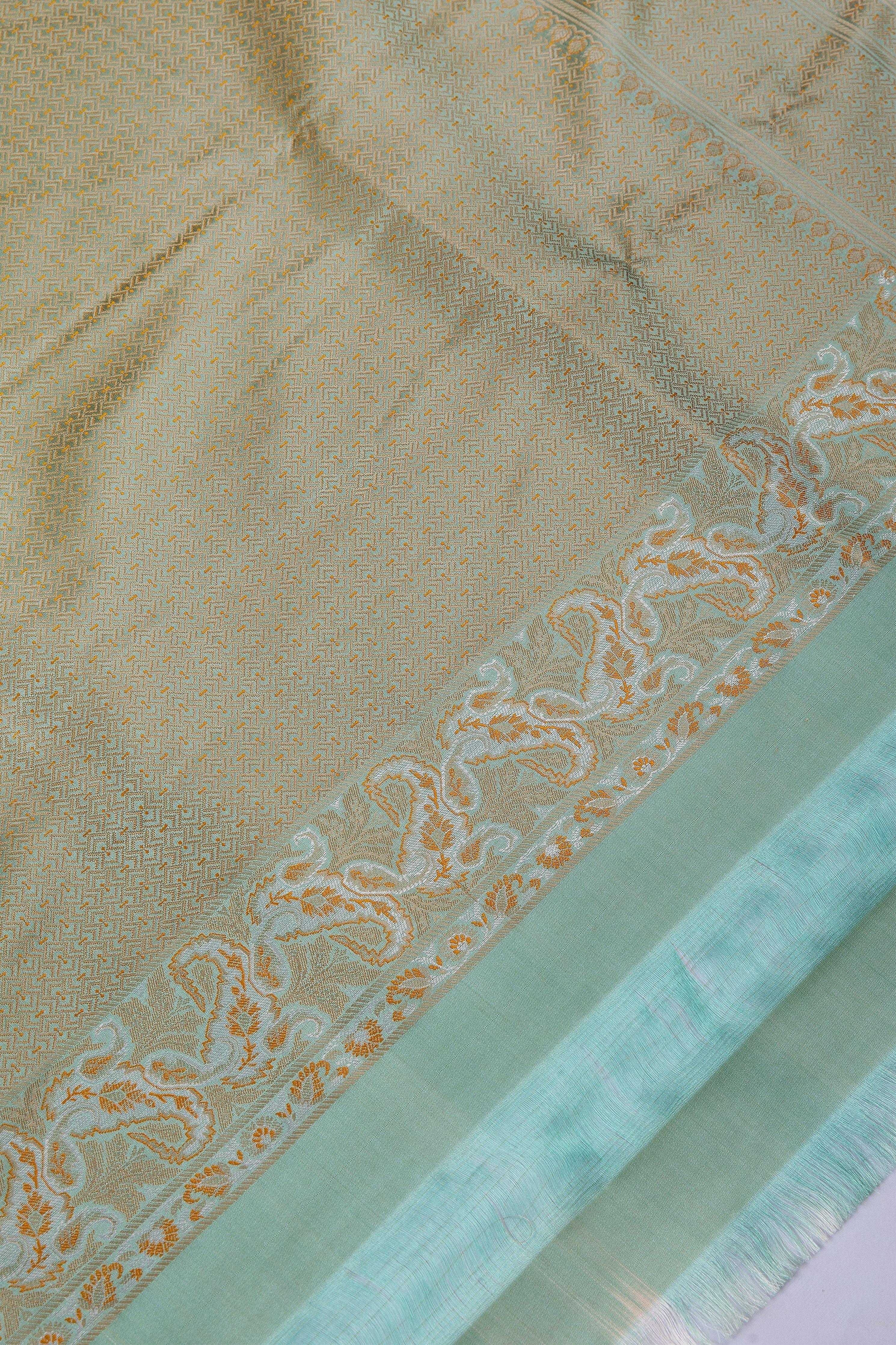 Light Green Banaras Silk Saree - Mokshaa