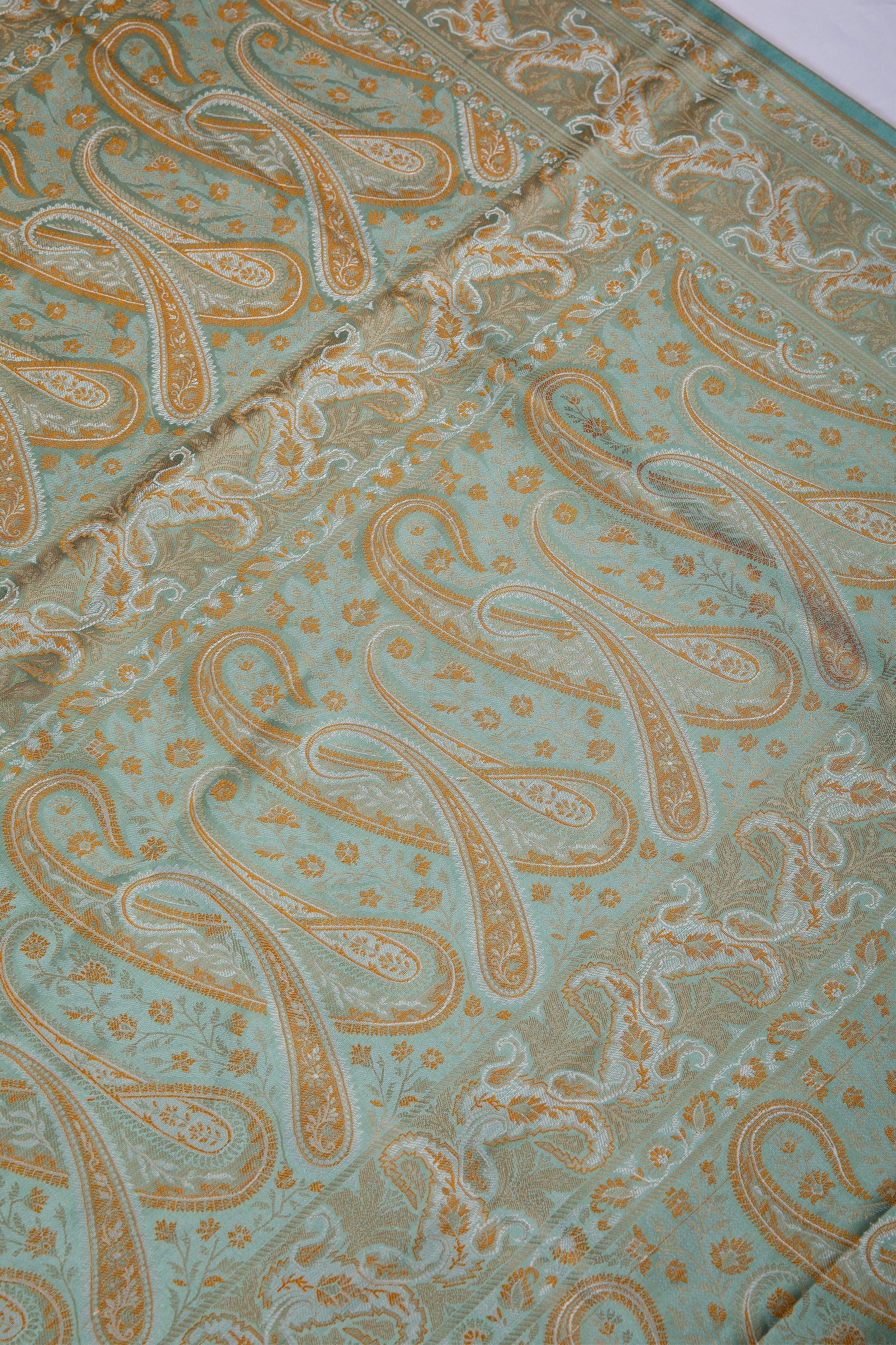 Light Green Banaras Silk Saree - Mokshaa