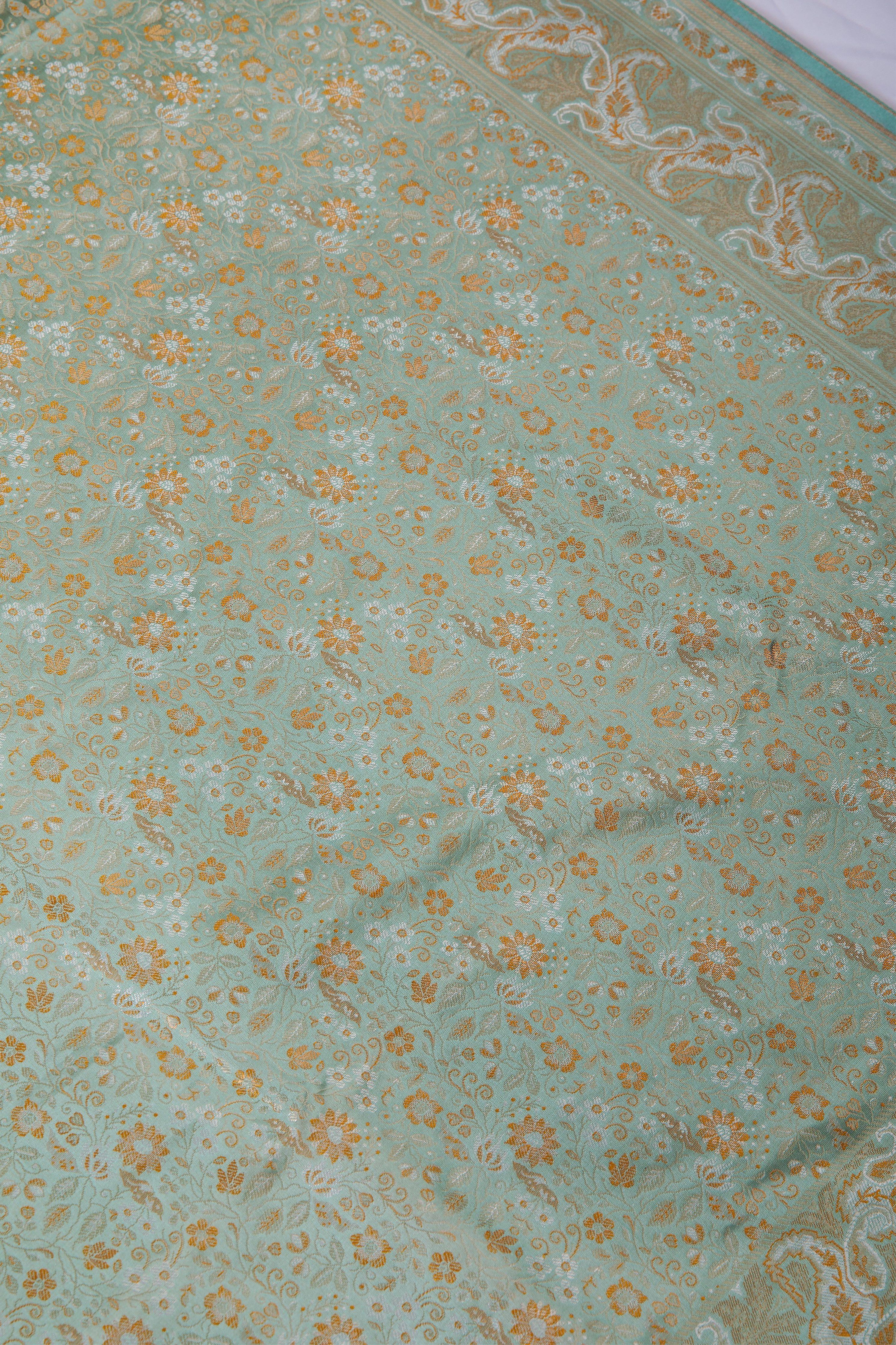 Light Green Banaras Silk Saree - Mokshaa