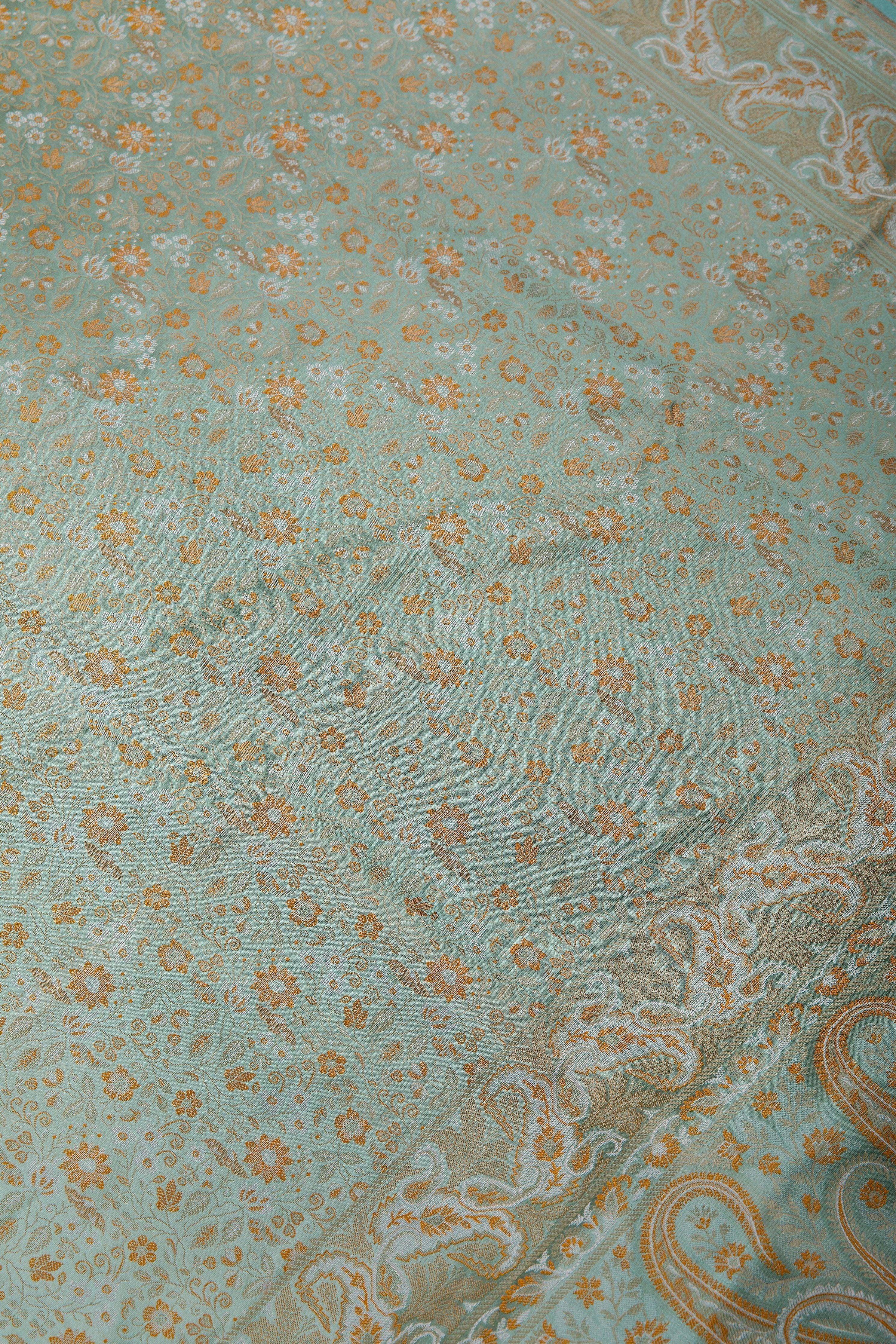 Light Green Banaras Silk Saree - Mokshaa